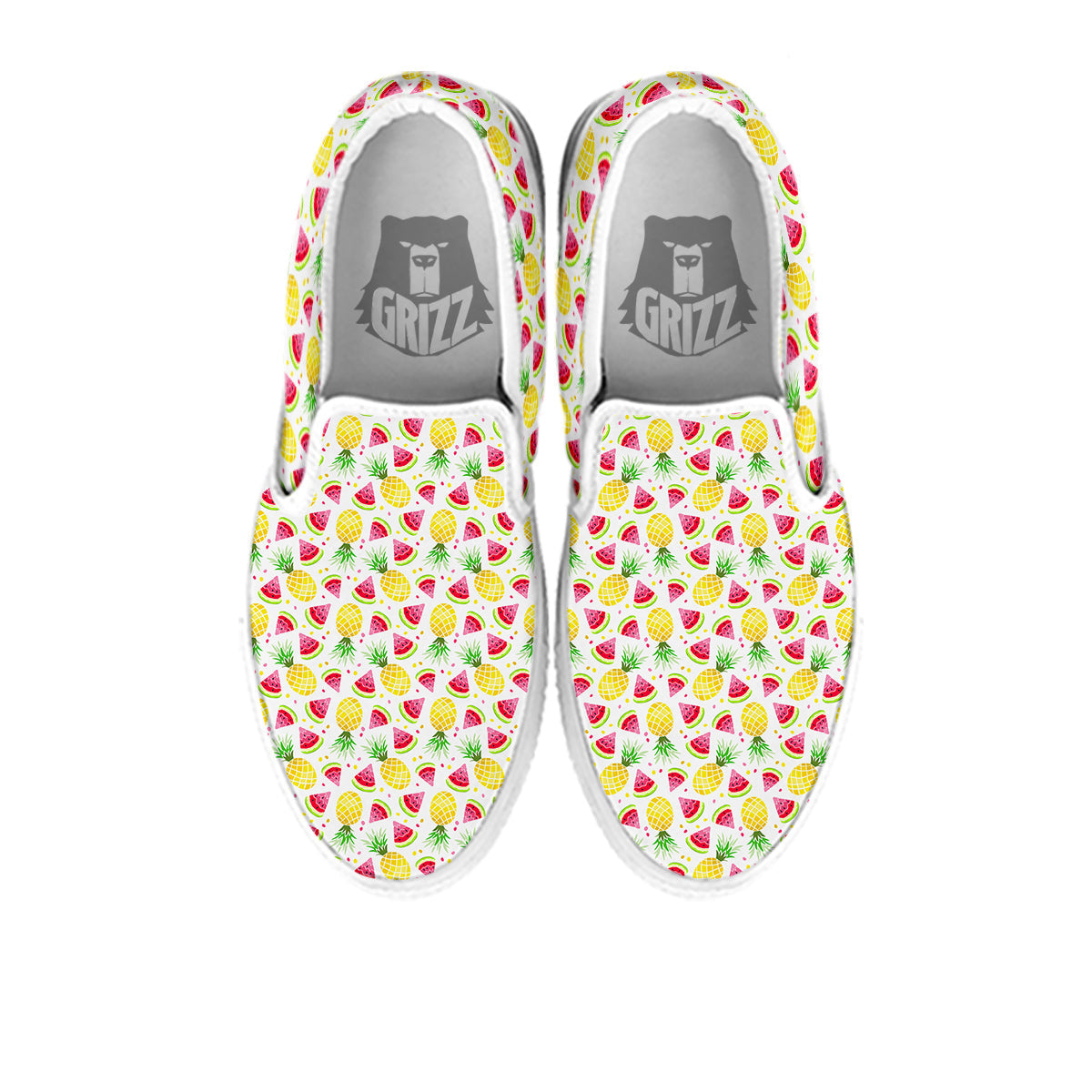 Watermelon Cute Pineapple Print Pattern White Slip On Shoes-grizzshop