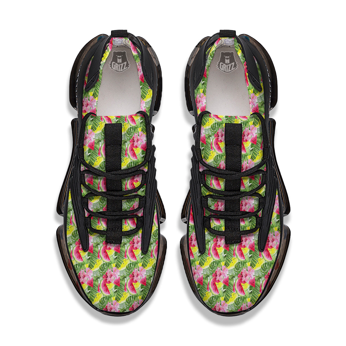 Watermelon Cute Tropical Print Pattern Black Gym Shoes-grizzshop