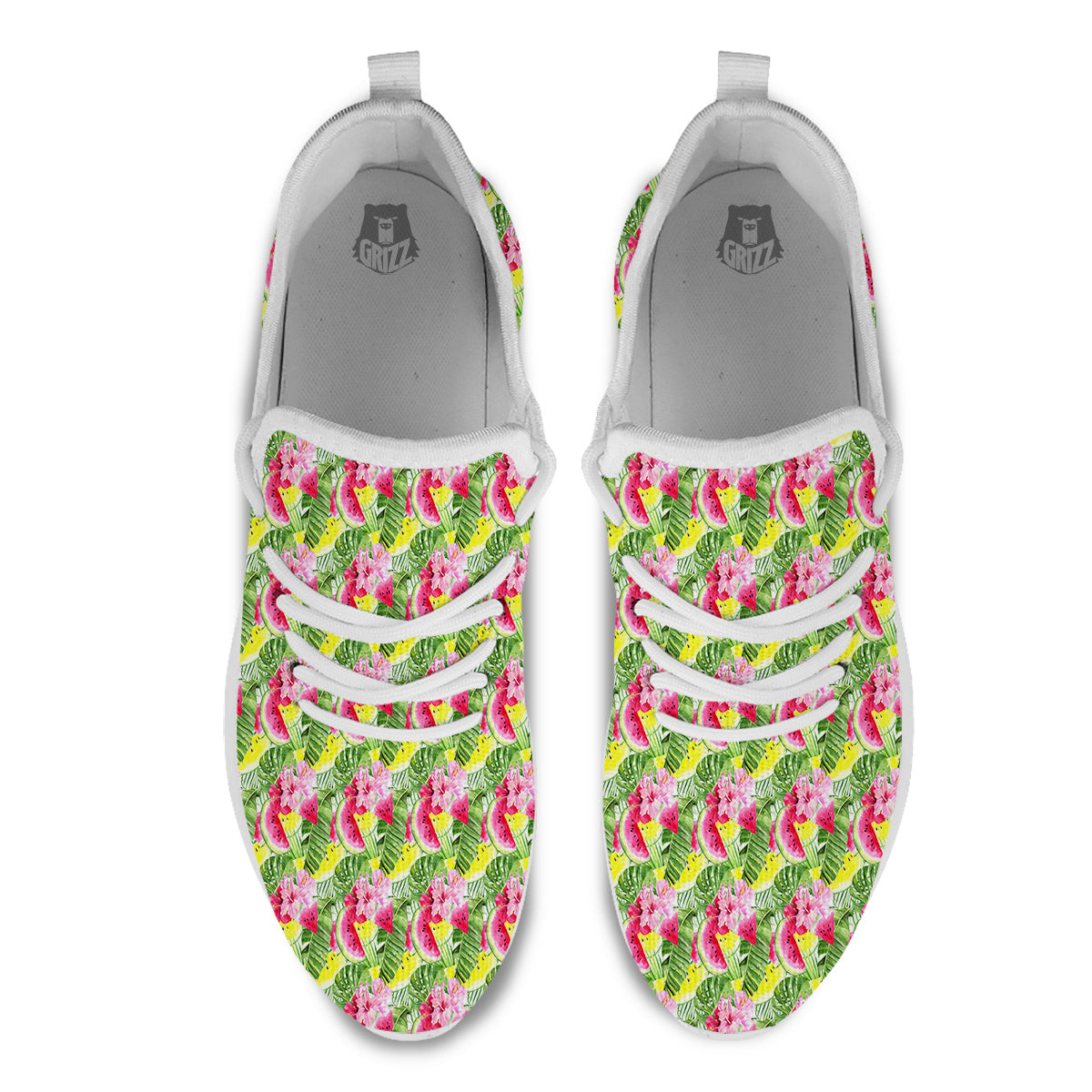 Watermelon Cute Tropical Print Pattern White Athletic Shoes-grizzshop