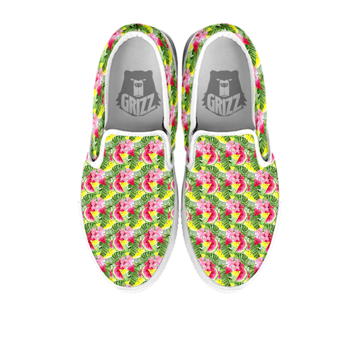 Watermelon Cute Tropical Print Pattern White Slip On Shoes-grizzshop