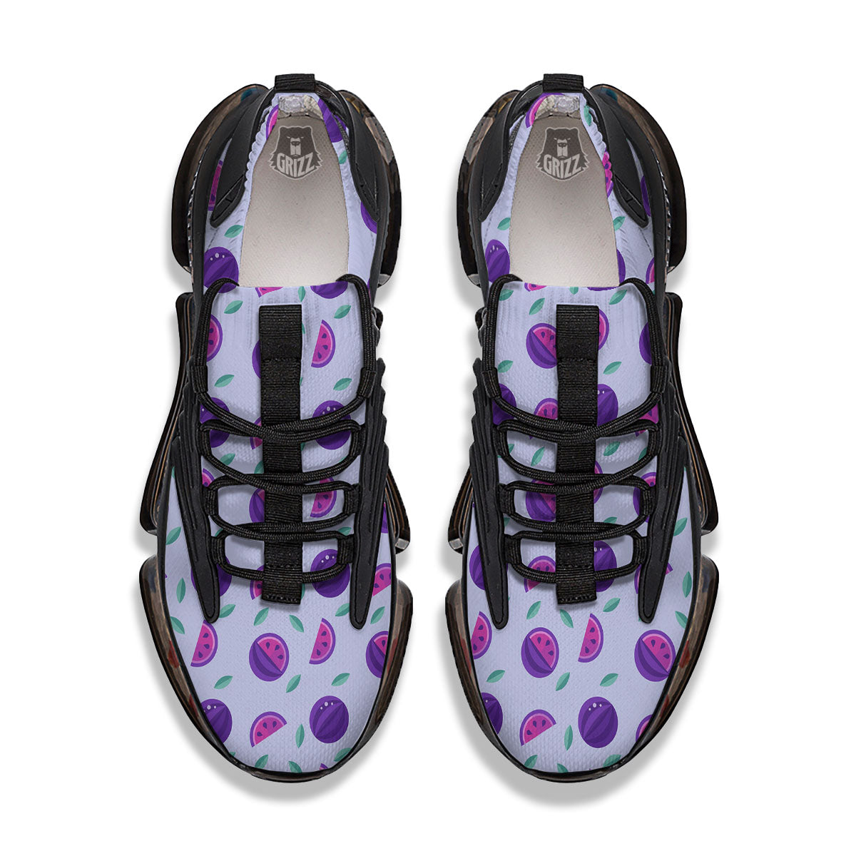 Watermelon Fancy Purple Print Pattern Black Gym Shoes-grizzshop