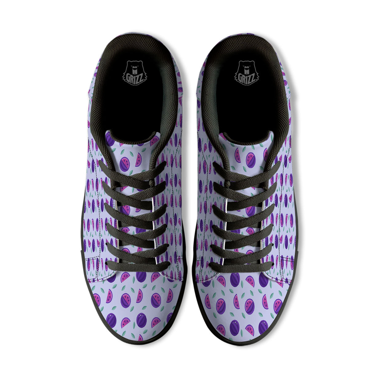 Watermelon Fancy Purple Print Pattern Black Low Top Sneakers-grizzshop