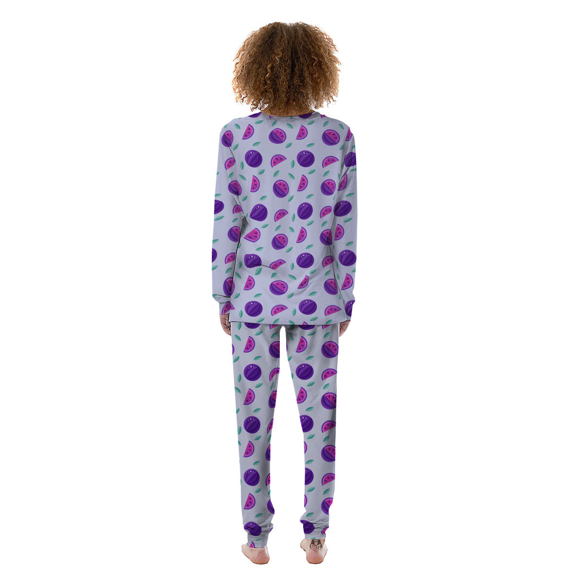 Watermelon Fancy Purple Print Pattern Women's Pajamas-grizzshop