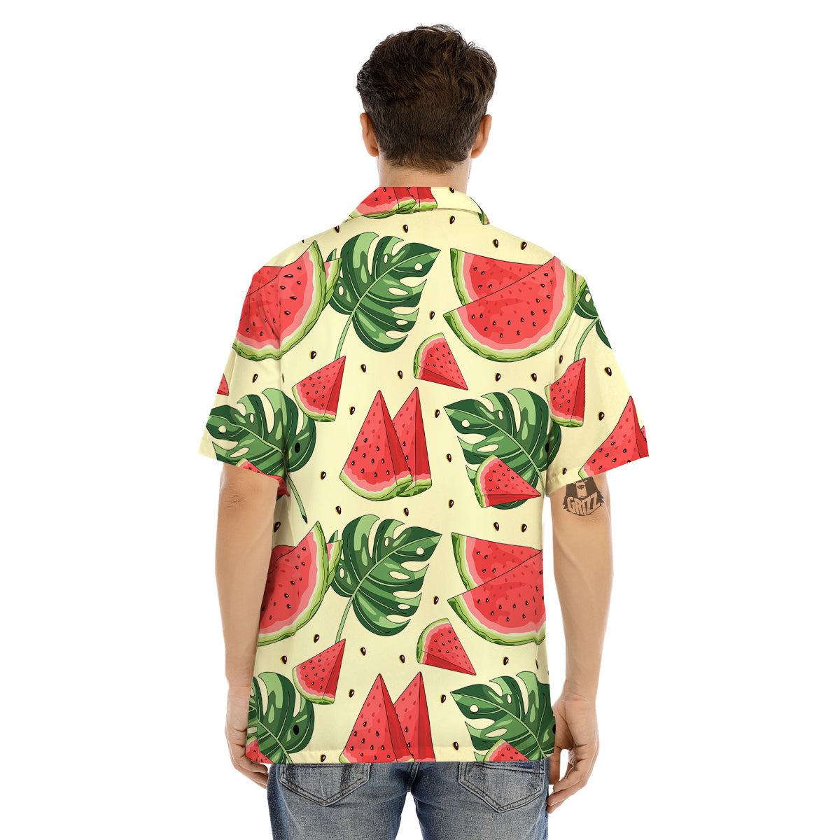Watermelon Leaf Tropical Print Pattern Men's Hawaiian Shirt-grizzshop
