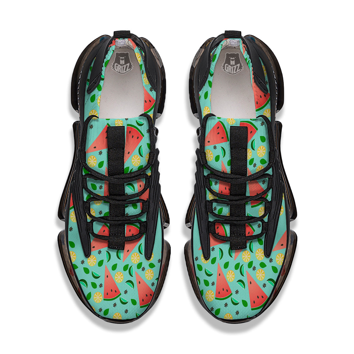 Watermelon Lime Green Print Pattern Black Gym Shoes-grizzshop