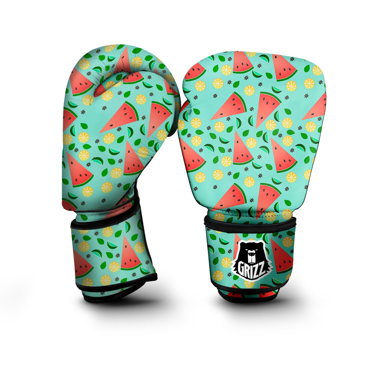 Watermelon Lime Green Print Pattern Boxing Gloves-grizzshop