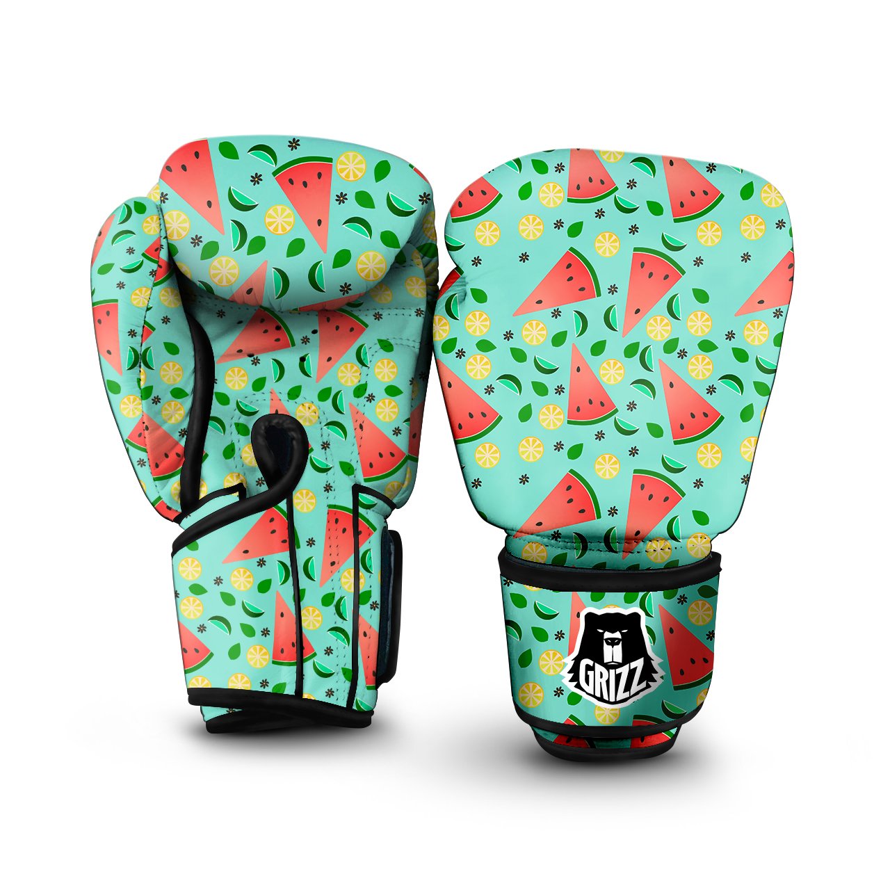 Watermelon Lime Green Print Pattern Boxing Gloves-grizzshop