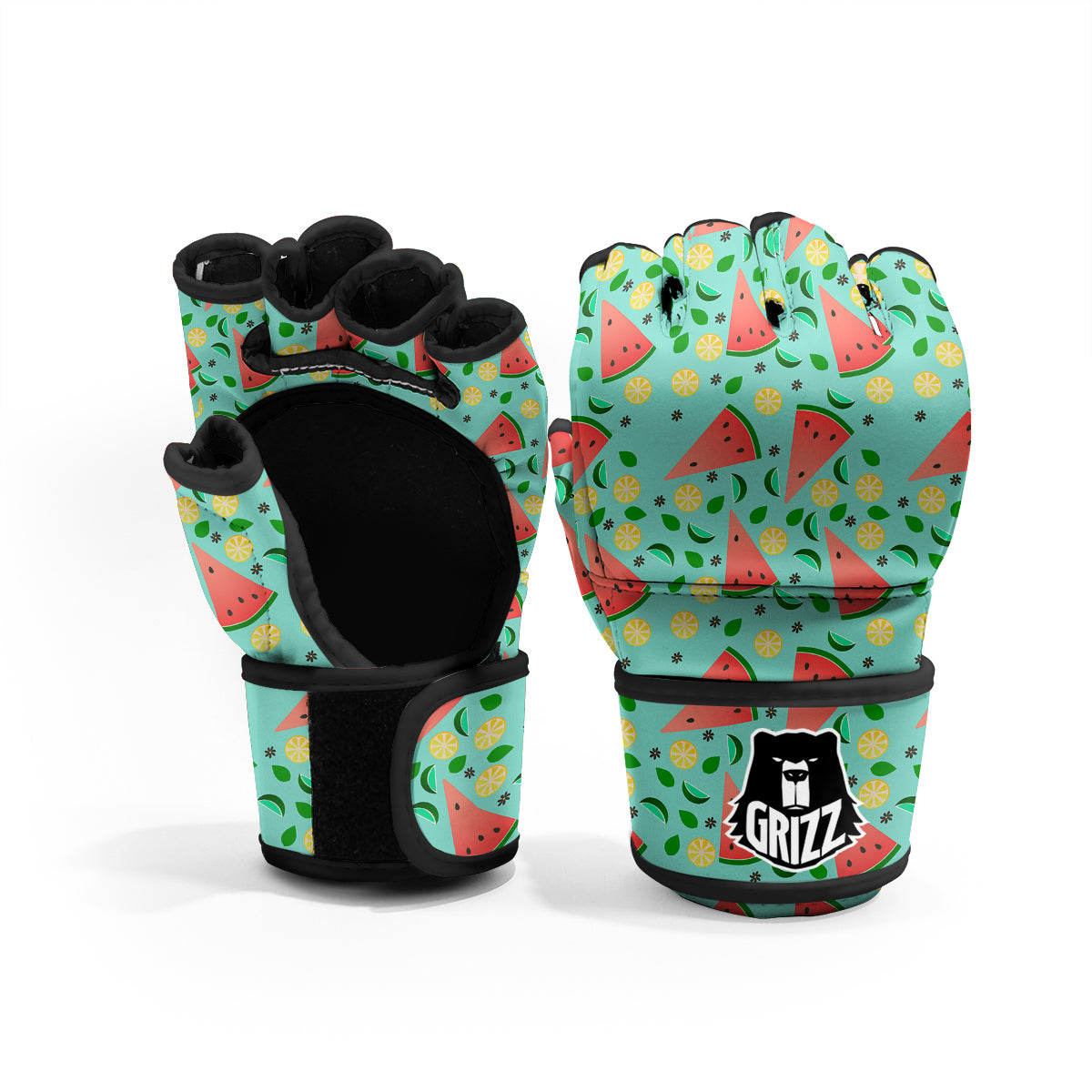 Watermelon Lime Green Print Pattern MMA Gloves-grizzshop