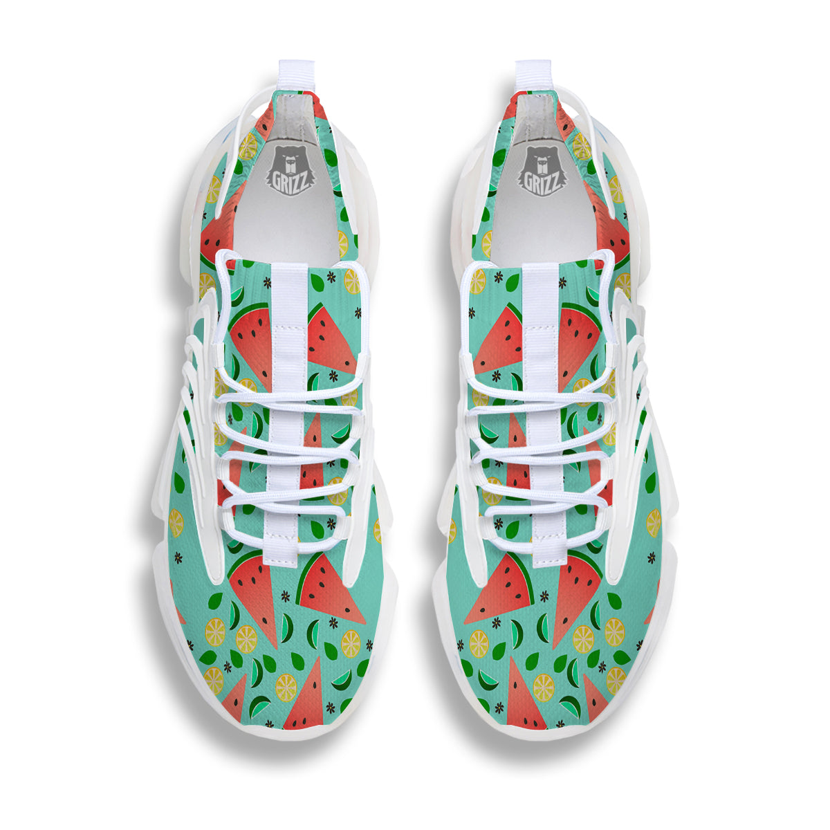Watermelon Lime Green Print Pattern White Gym Shoes-grizzshop