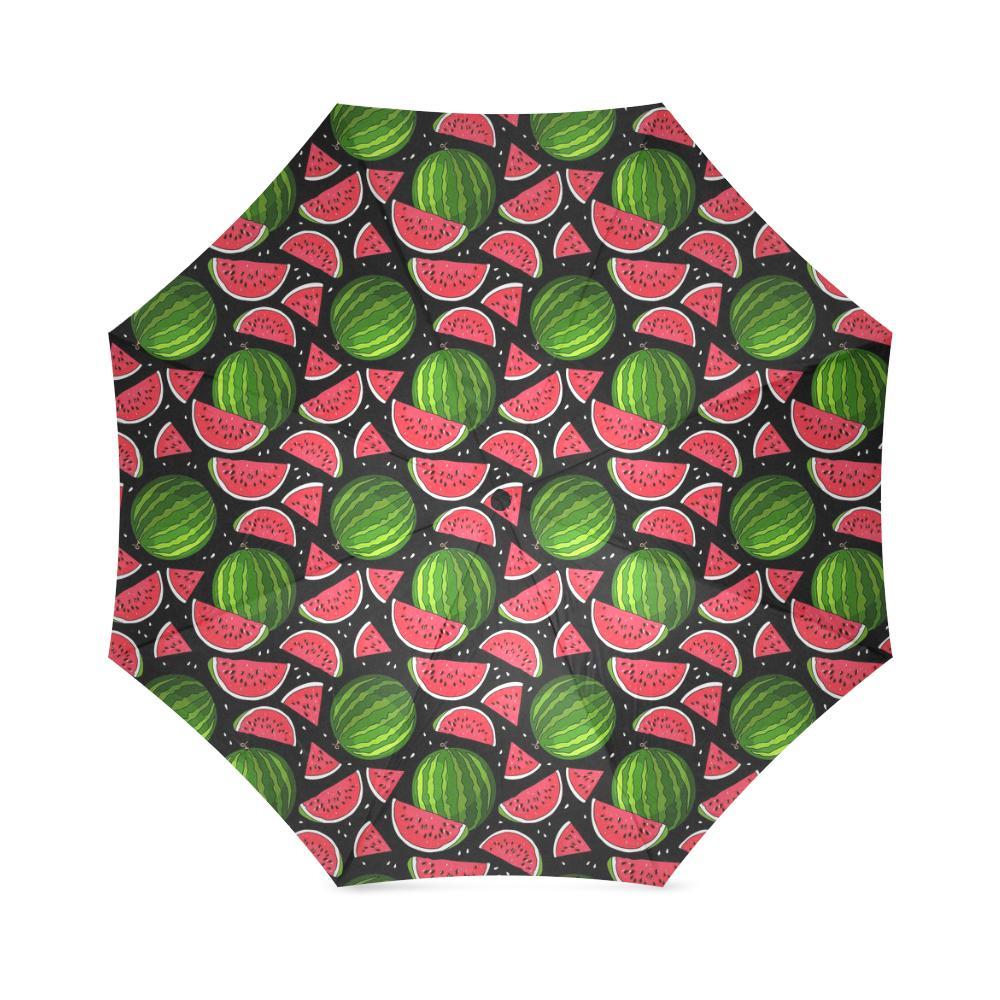 Watermelon Piece Black Pattern Print Foldable Umbrella-grizzshop