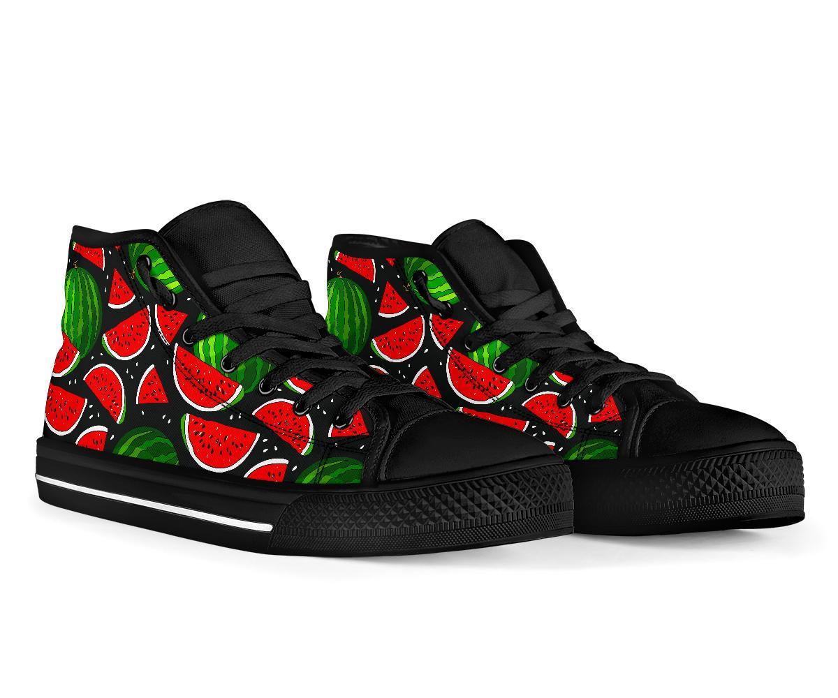 Watermelon Piece Black Pattern Print Men Women's High Top Shoes-grizzshop