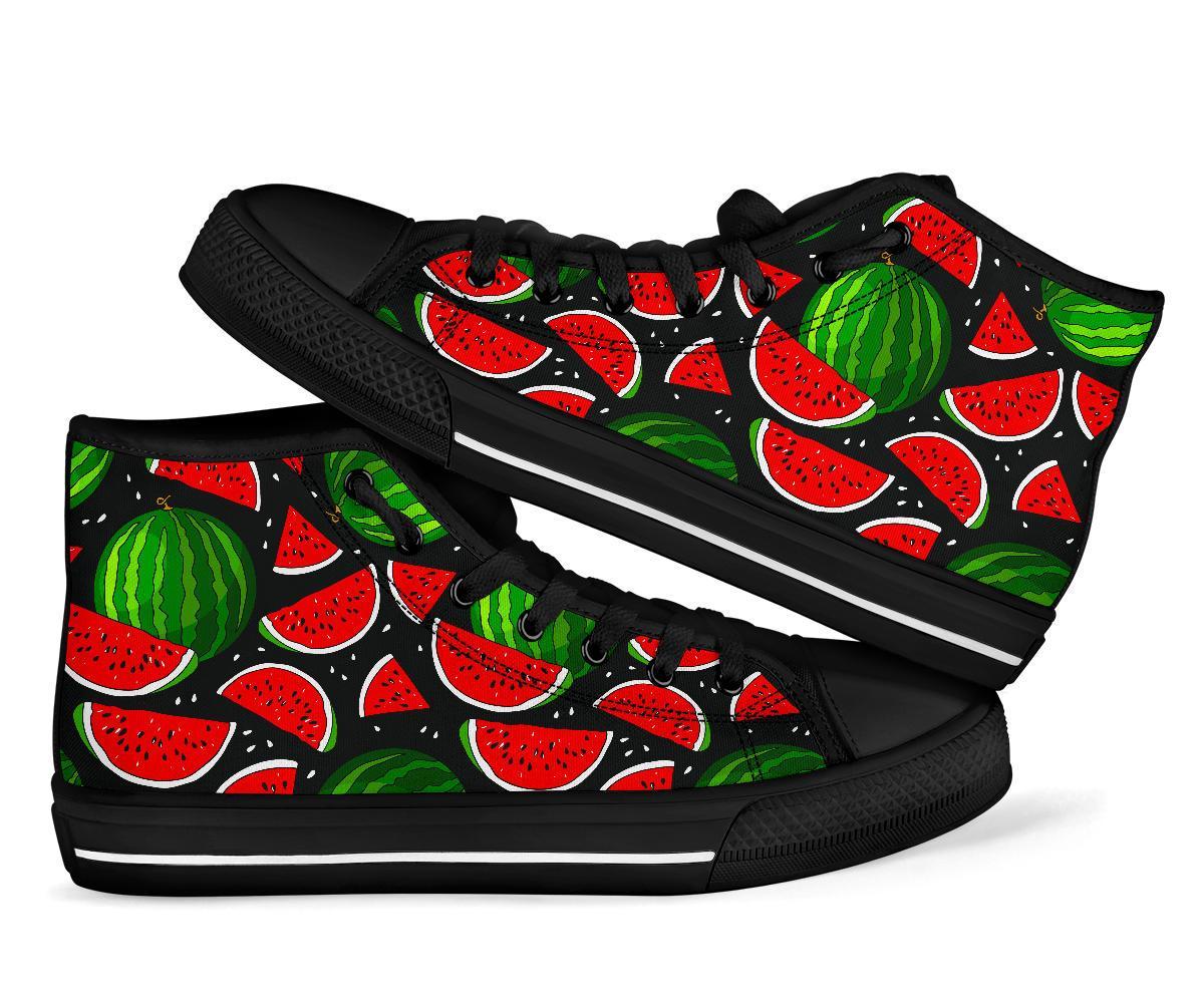 Watermelon Piece Black Pattern Print Men Women's High Top Shoes-grizzshop