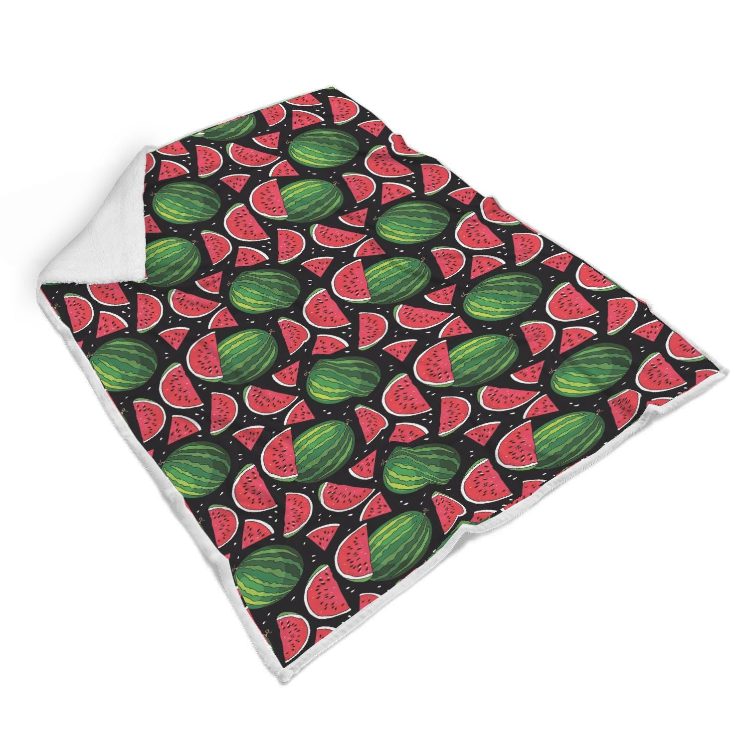 Watermelon Piece Black Pattern Print Throw Blanket-grizzshop