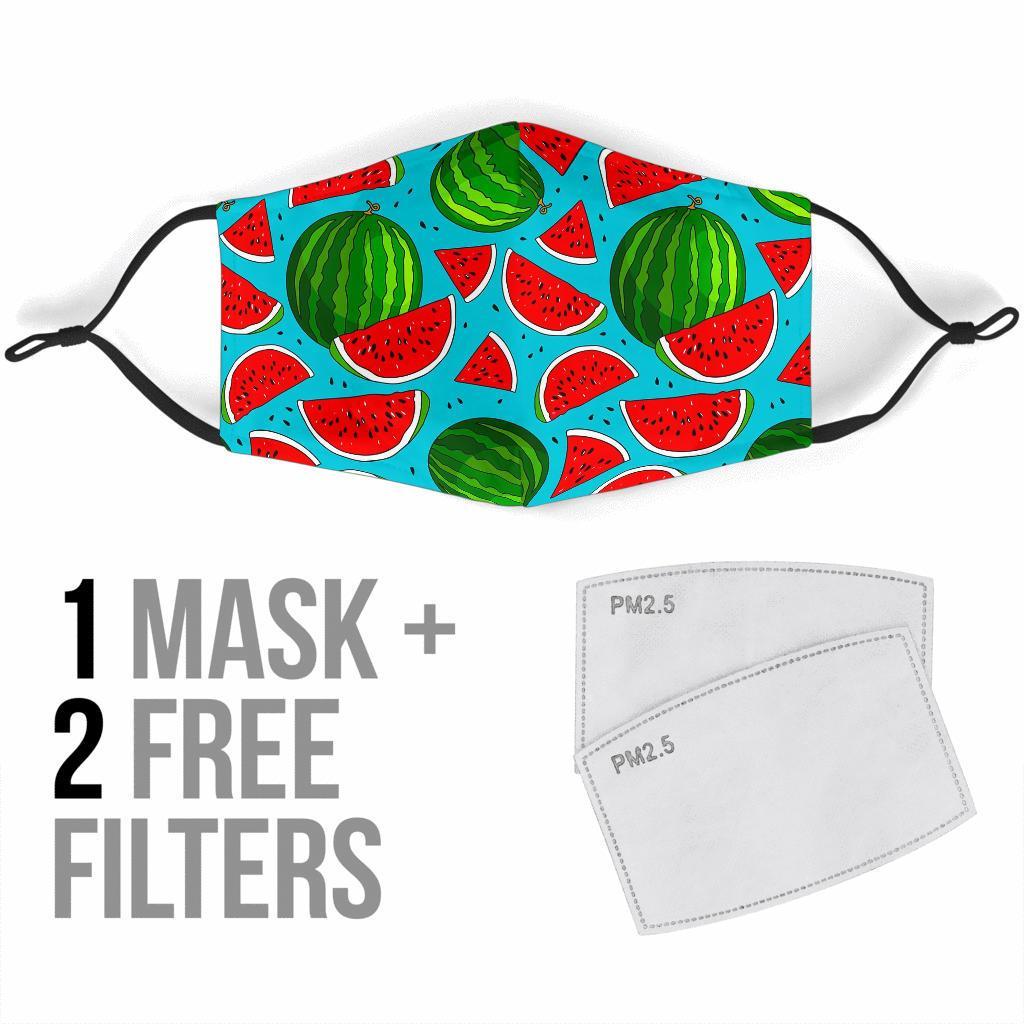 Watermelon Piece Blue Pattern Print Face Mask-grizzshop