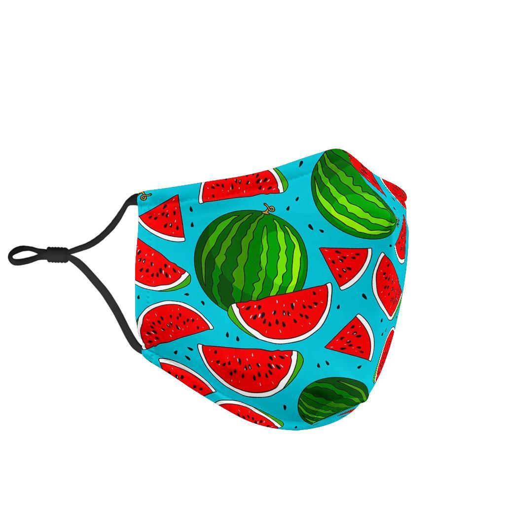 Watermelon Piece Blue Pattern Print Face Mask-grizzshop
