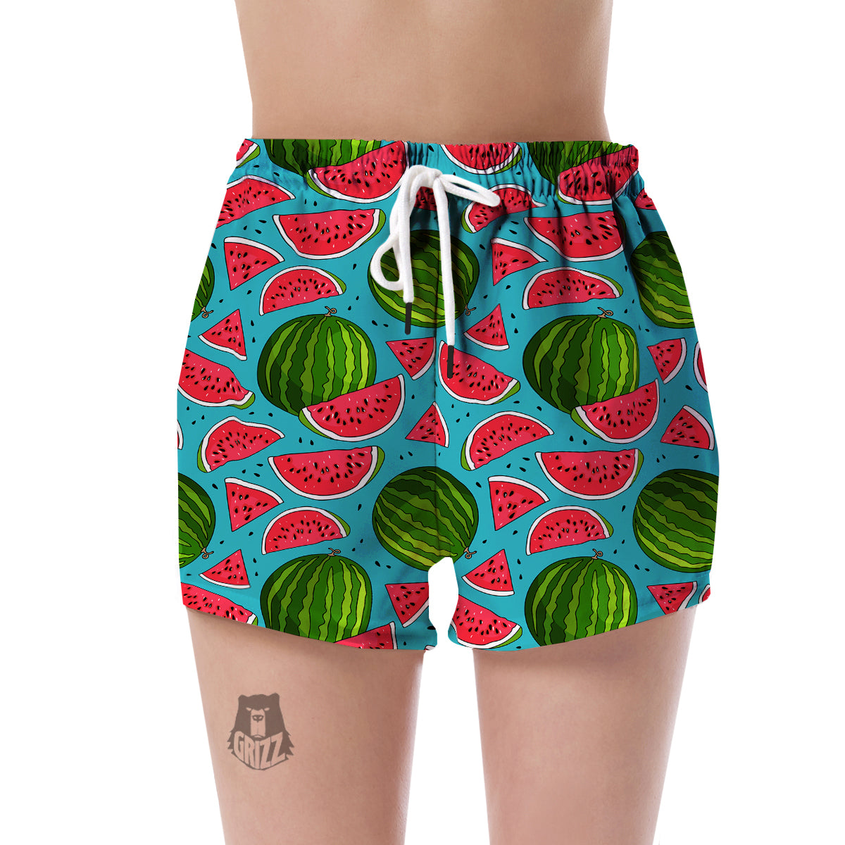Watermelon Piece Blue Pattern Print Women's Shorts-grizzshop