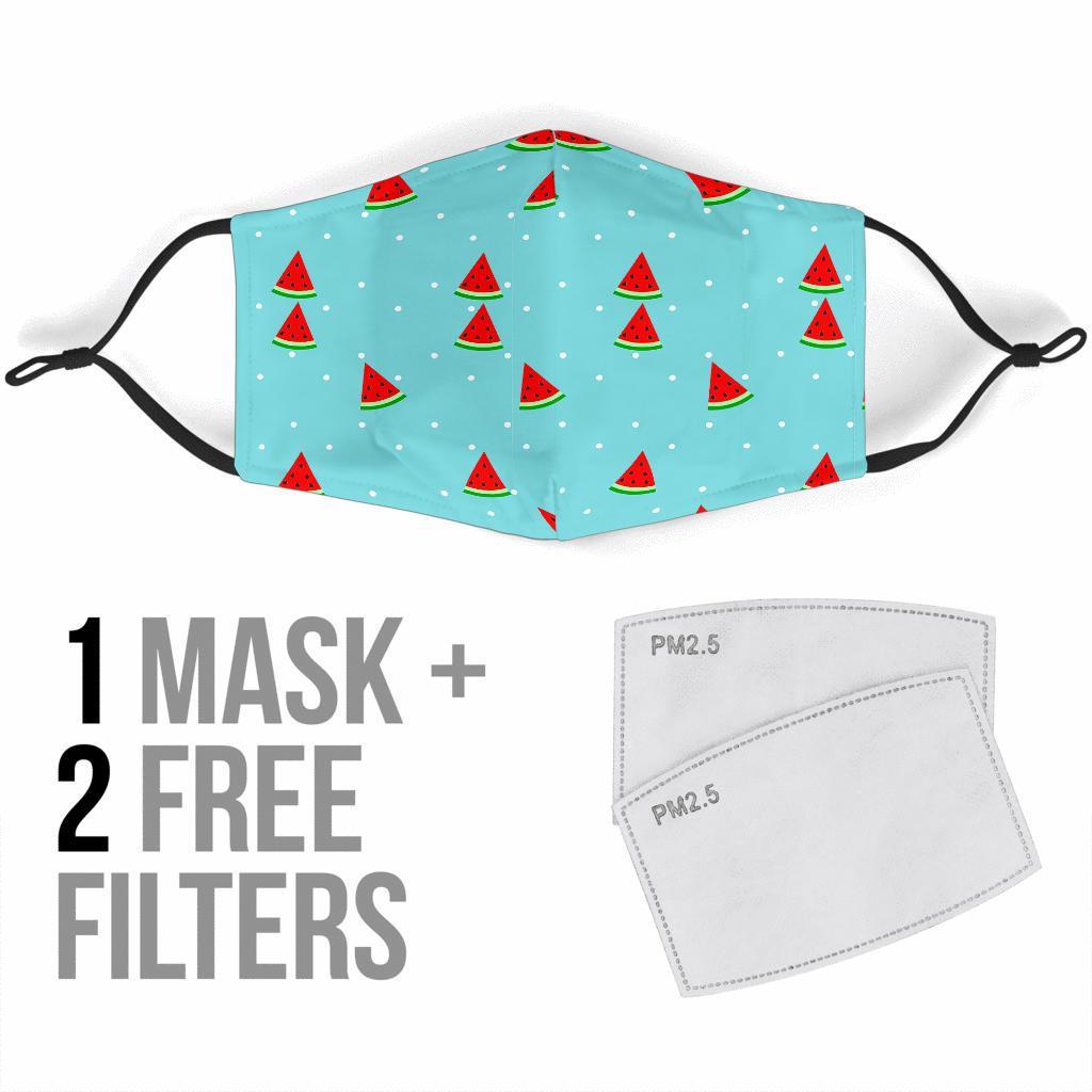 Watermelon Piece Polka Dot Blue Pattern Print Face Mask-grizzshop