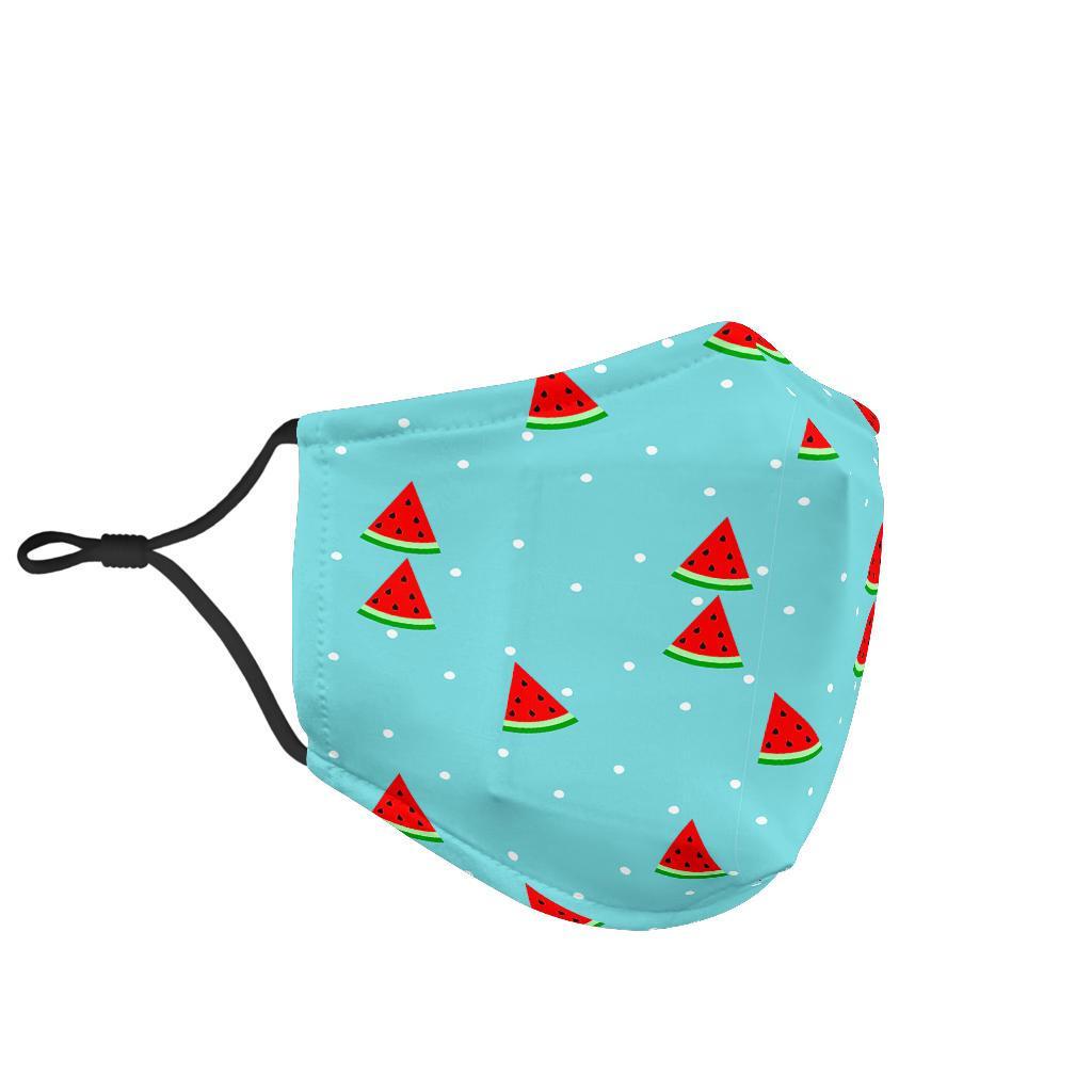 Watermelon Piece Polka Dot Blue Pattern Print Face Mask-grizzshop