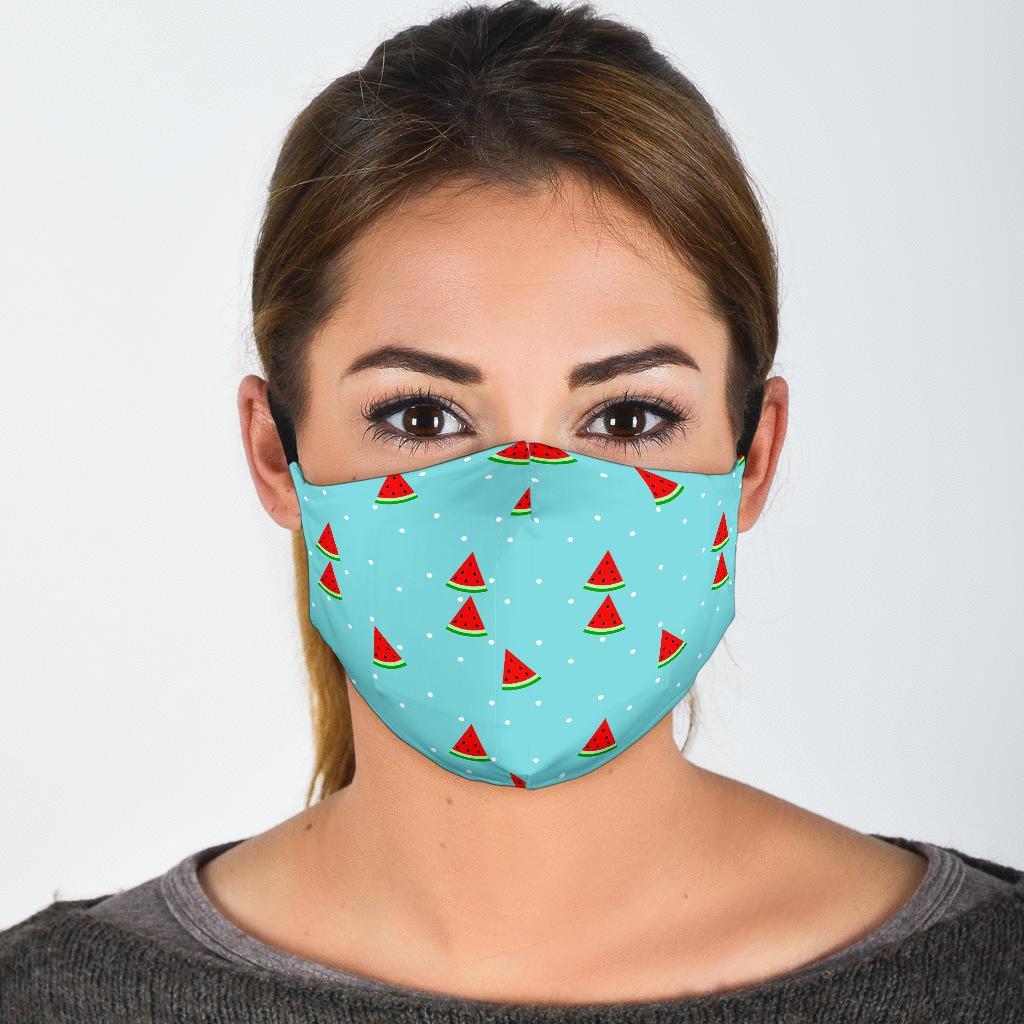 Watermelon Piece Polka Dot Blue Pattern Print Face Mask-grizzshop