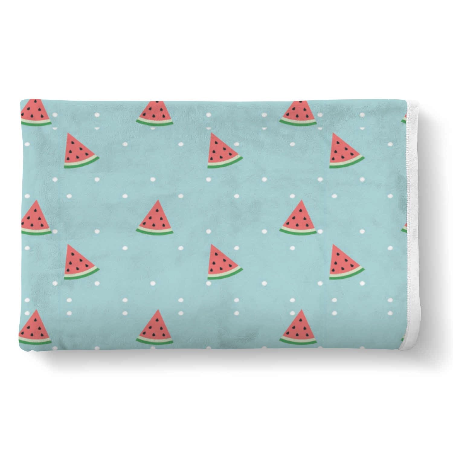 Watermelon Piece Polka Dot Blue Pattern Print Throw Blanket-grizzshop