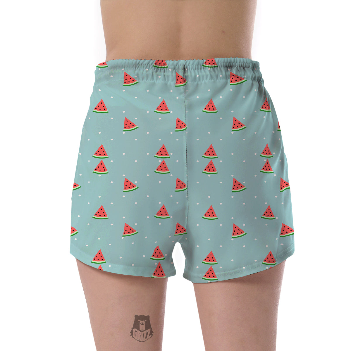 Watermelon Piece Polka Dot Blue Pattern Print Women's Shorts-grizzshop