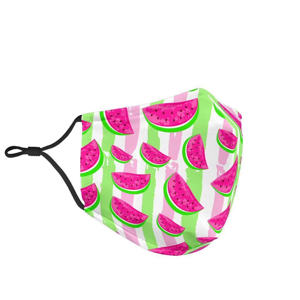 Watermelon Piece Stripe Green Pink Pattern Print Face Mask-grizzshop