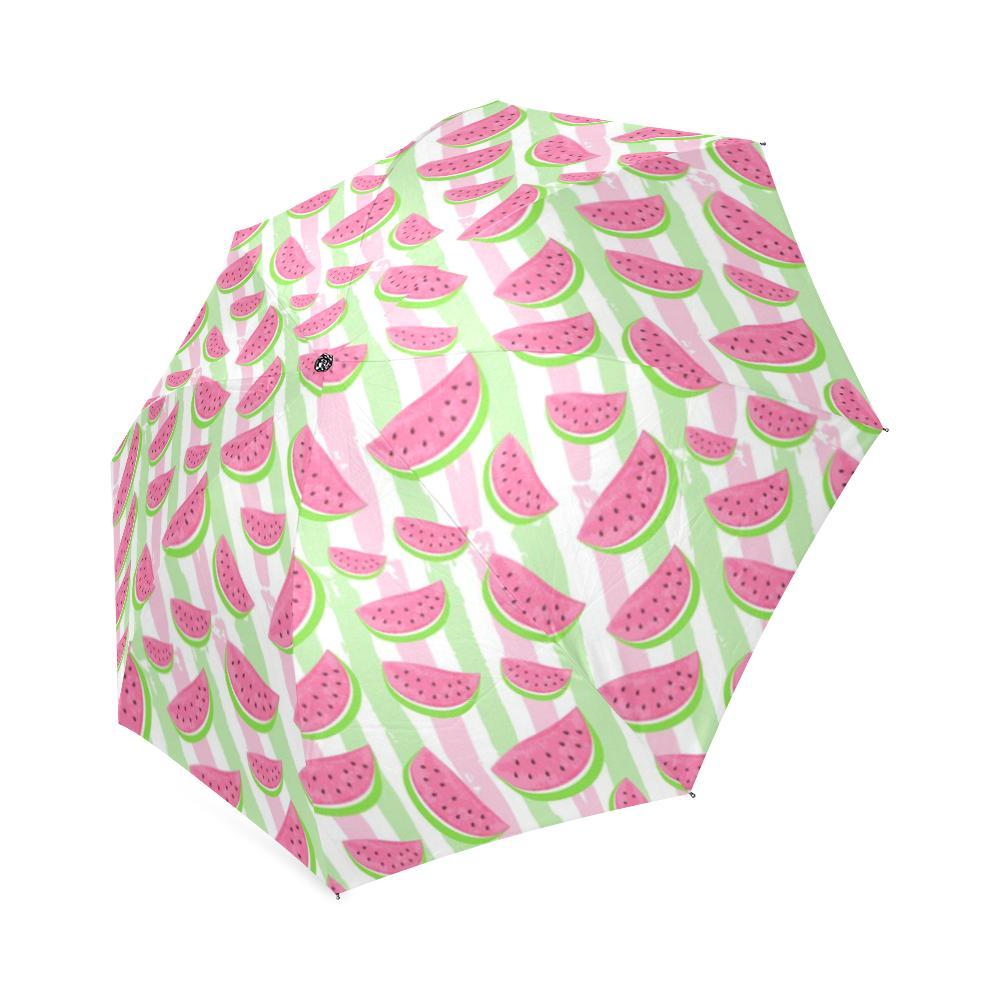Watermelon Piece Stripe Green Pink Pattern Print Foldable Umbrella-grizzshop