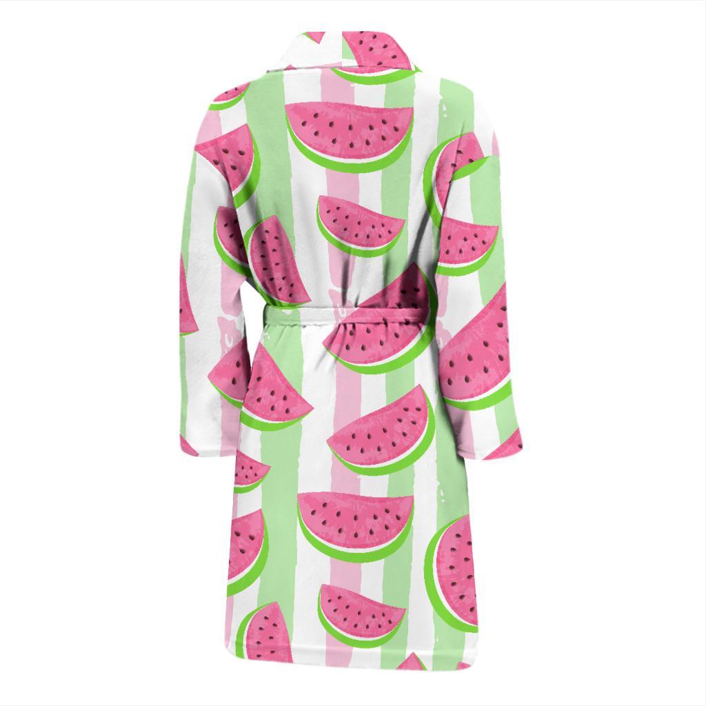 Watermelon Piece Stripe Green Pink Pattern Print Men Long Robe-grizzshop