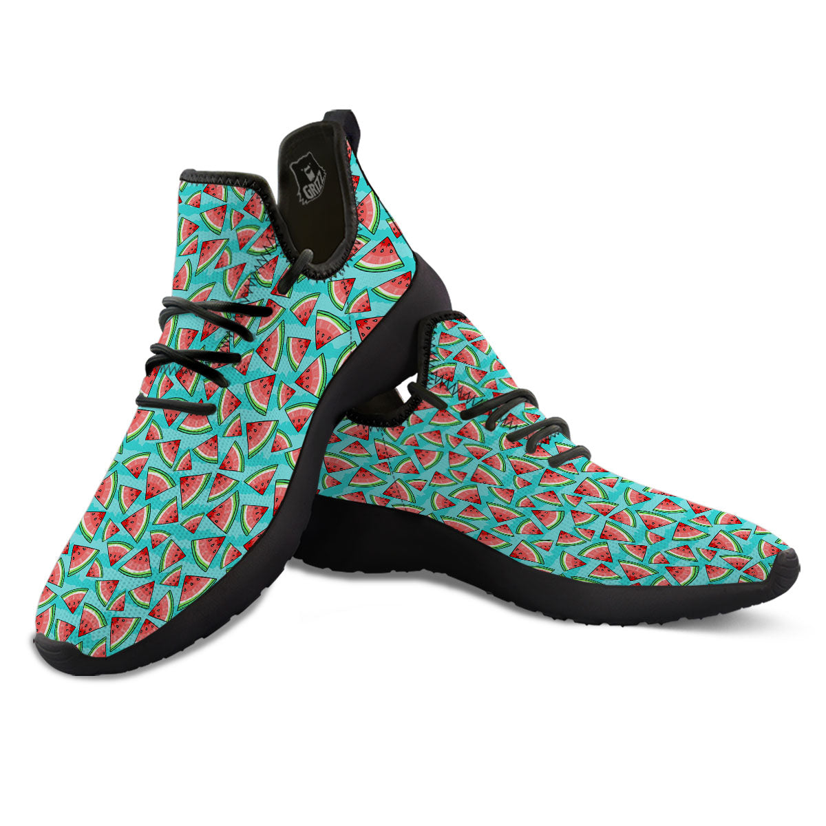 Watermelon Pieces Blue Print Pattern Black Athletic Shoes-grizzshop