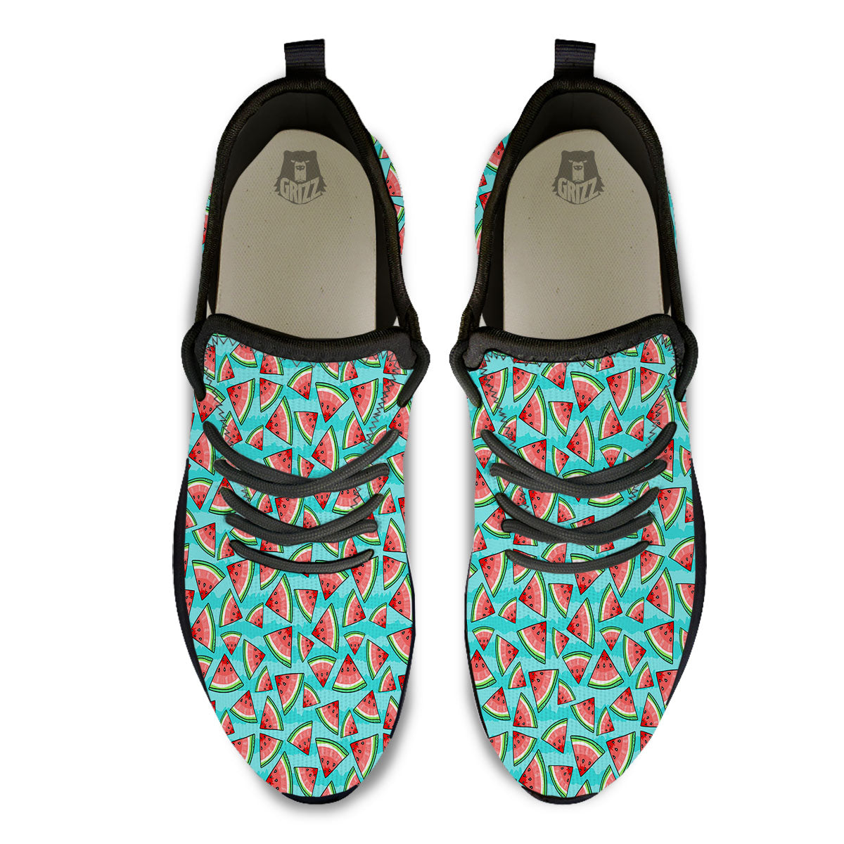 Watermelon Pieces Blue Print Pattern Black Athletic Shoes-grizzshop
