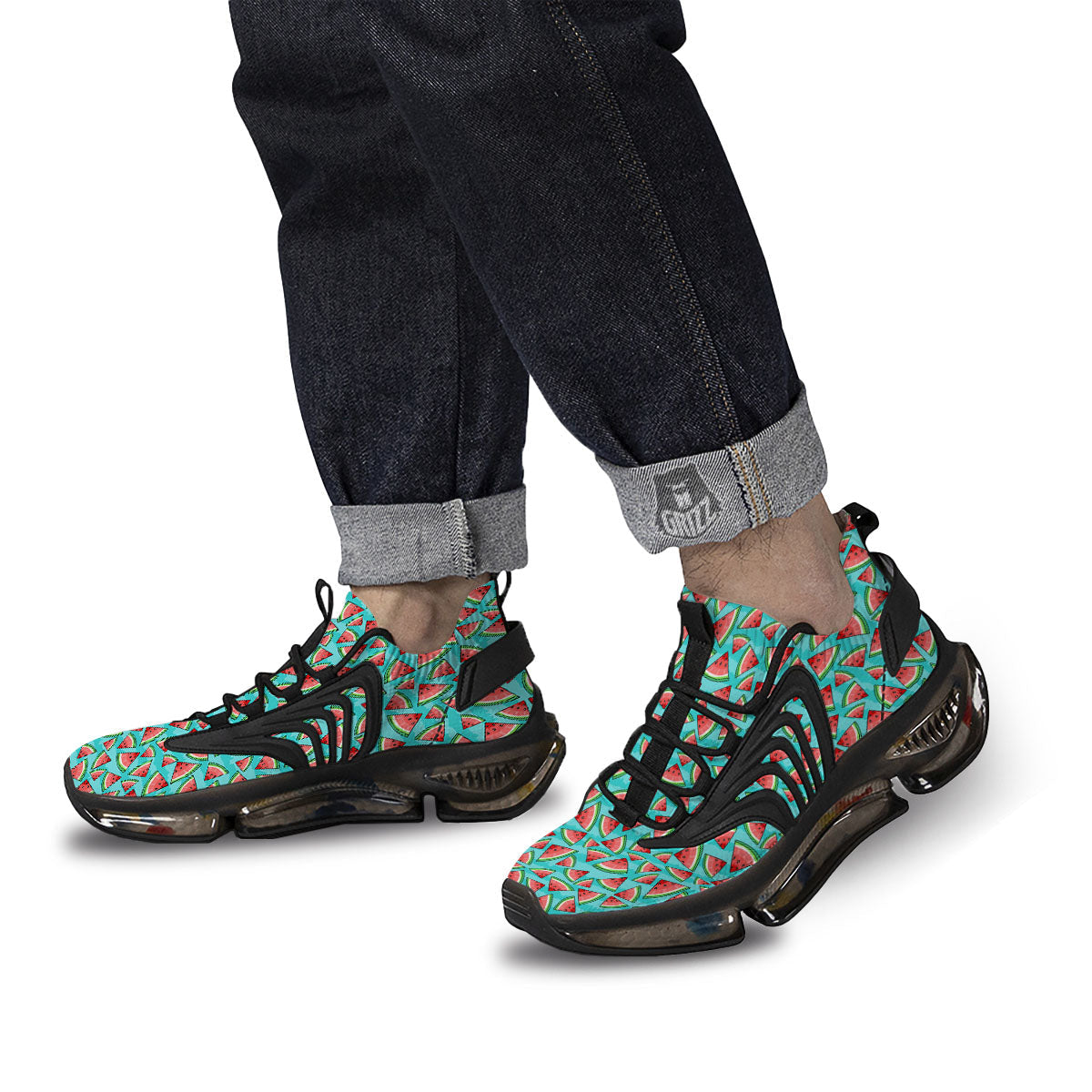 Watermelon Pieces Blue Print Pattern Black Gym Shoes-grizzshop