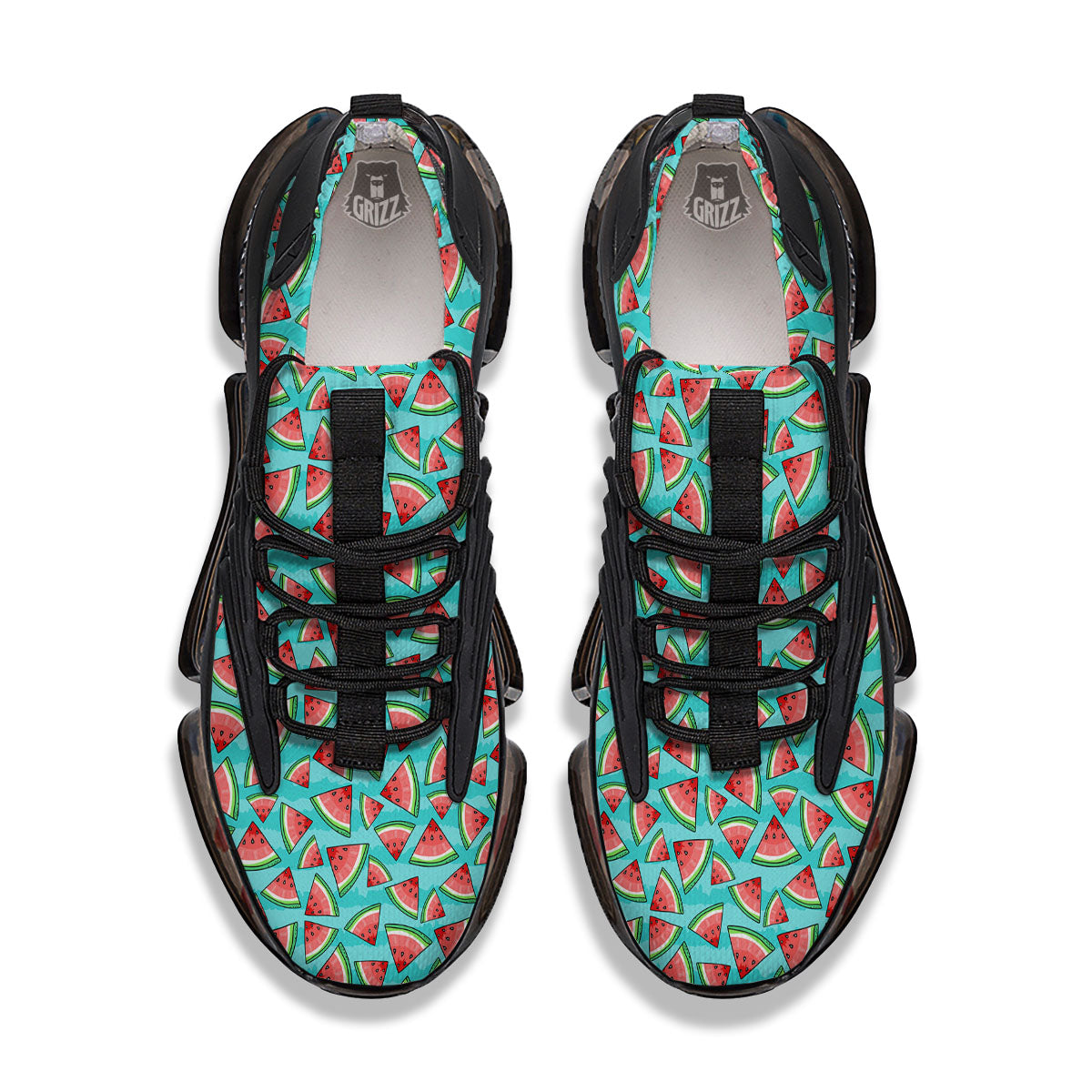 Watermelon Pieces Blue Print Pattern Black Gym Shoes-grizzshop