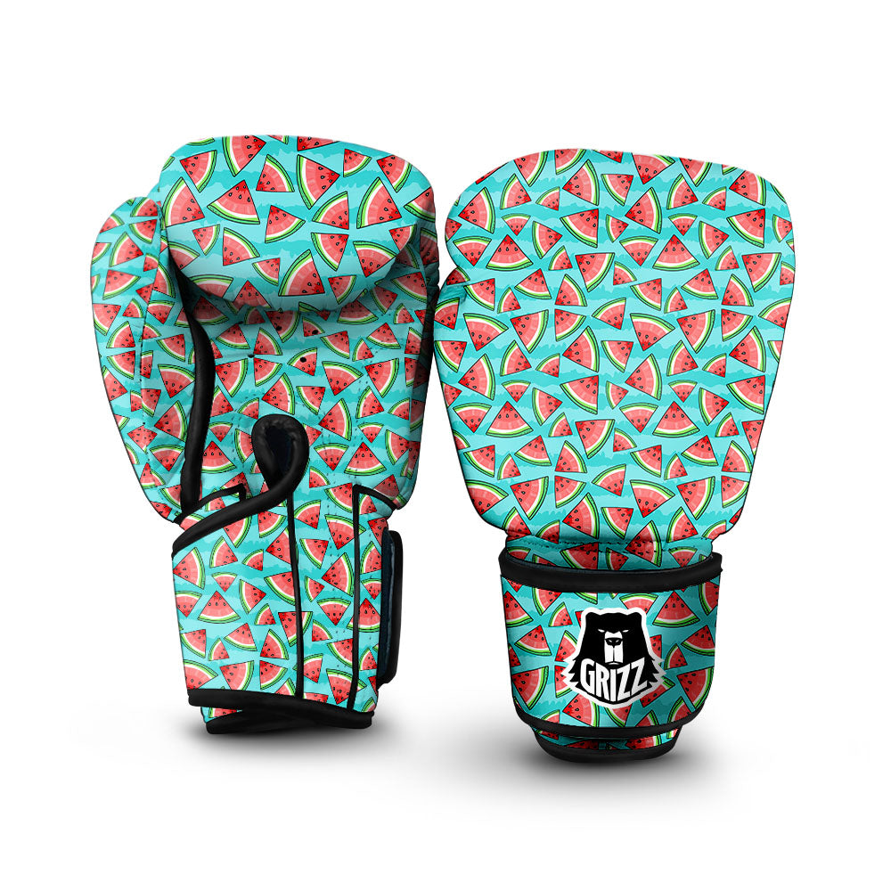 Watermelon Pieces Blue Print Pattern Boxing Gloves-grizzshop