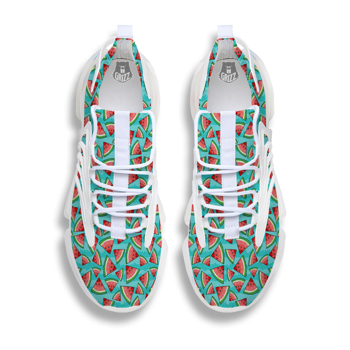 Watermelon Pieces Blue Print Pattern White Gym Shoes-grizzshop