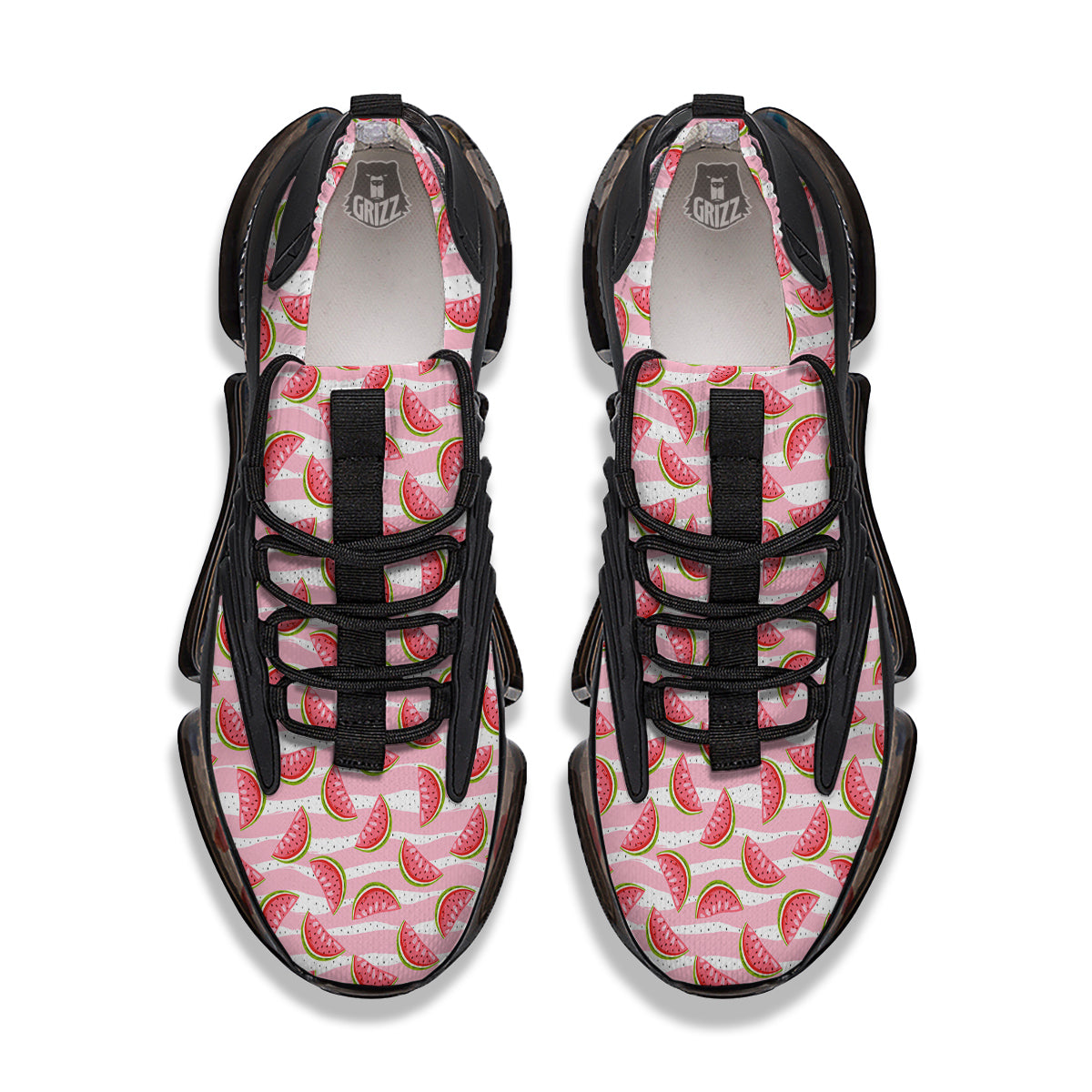 Watermelon Pieces Cute Print Pattern Black Gym Shoes-grizzshop