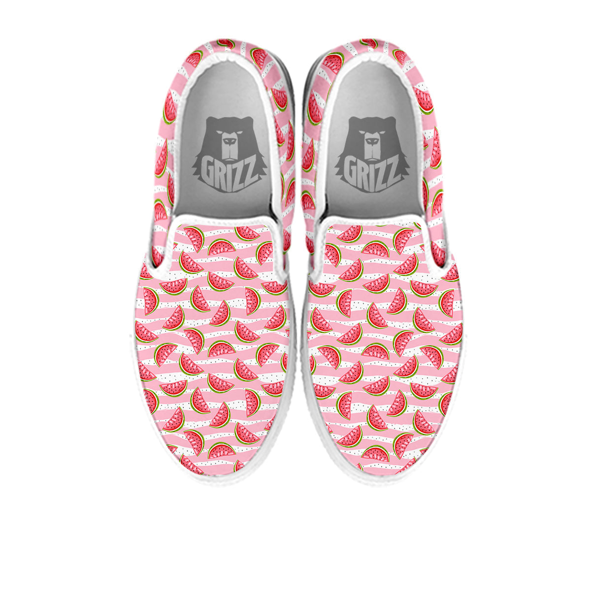 Watermelon Pieces Cute Print Pattern White Slip On Shoes-grizzshop