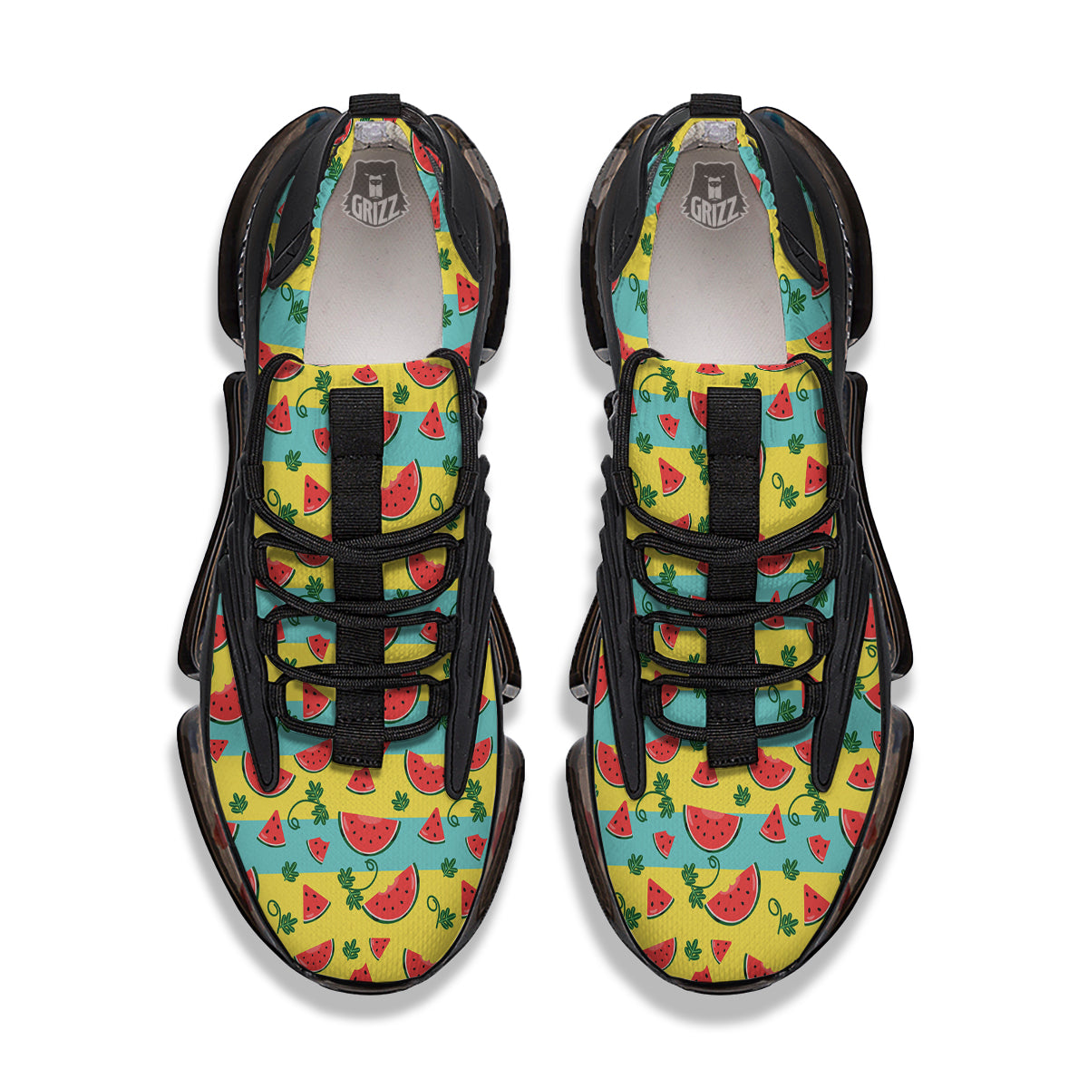 Watermelon Pieces Yellow Print Pattern Black Gym Shoes-grizzshop