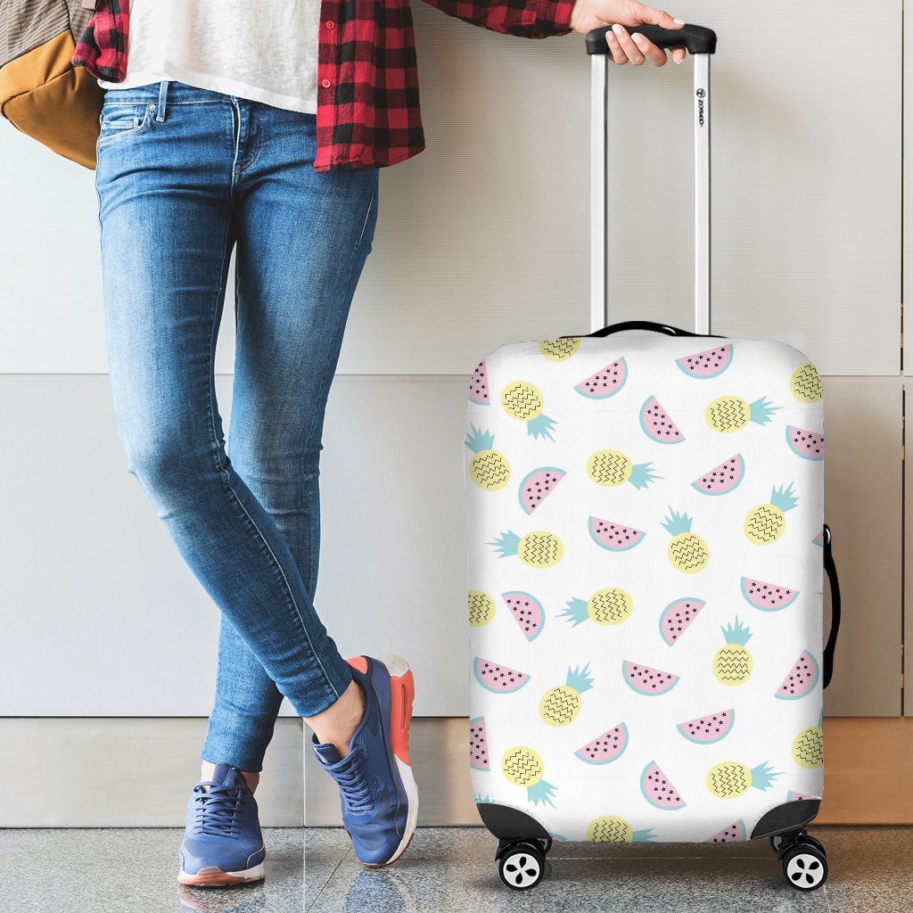Watermelon Pineapple Piece White Pattern Print Luggage Cover Protector-grizzshop