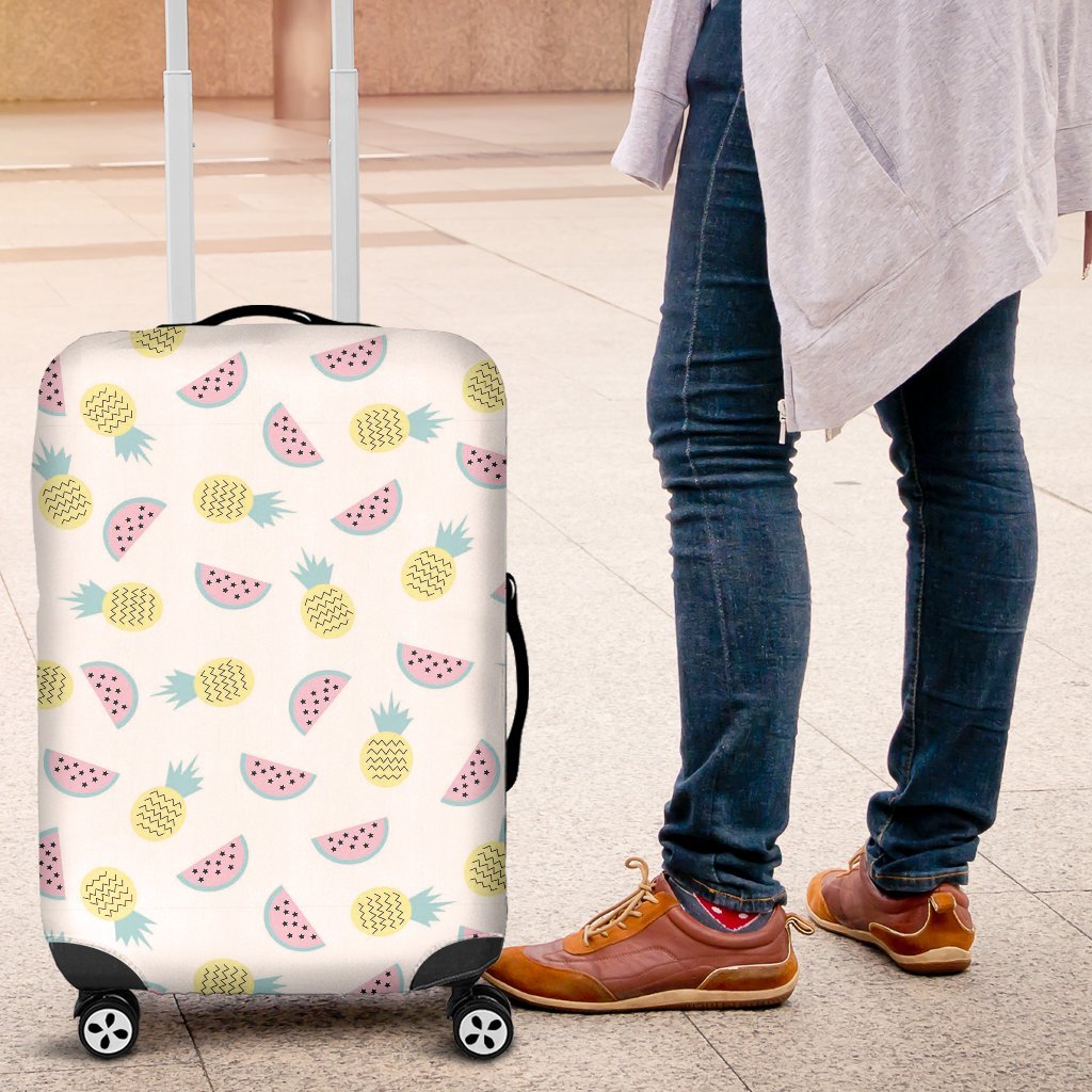 Watermelon Pineapple Piece White Pattern Print Luggage Cover Protector-grizzshop