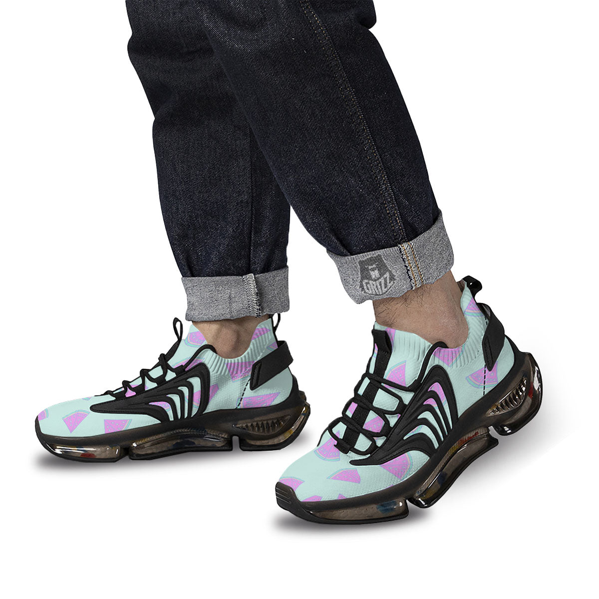 Watermelon Purple Tropical Print Pattern Black Gym Shoes-grizzshop