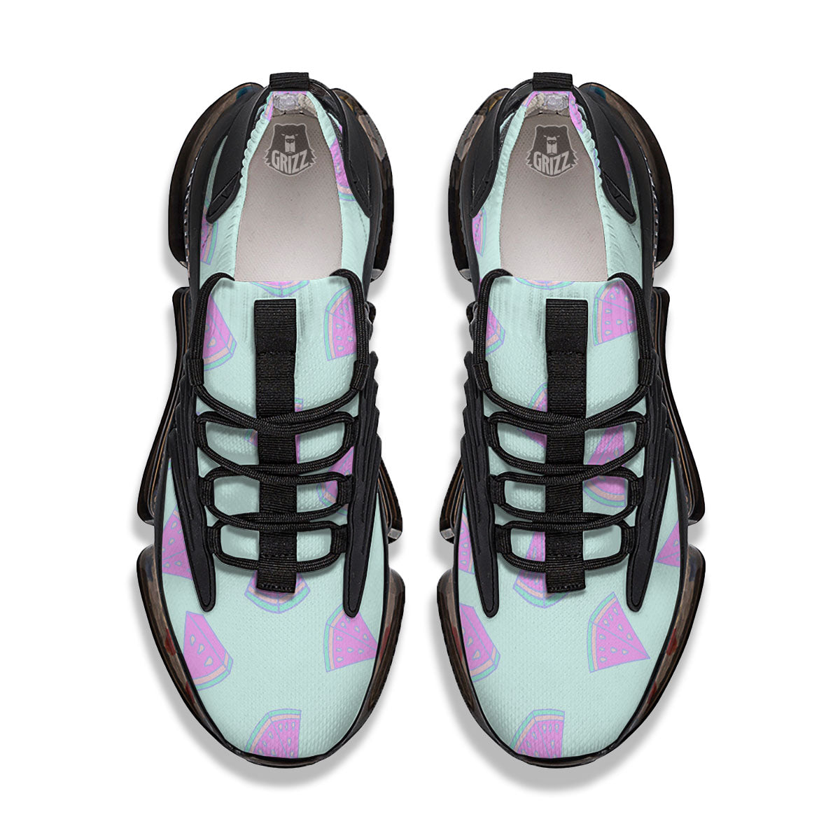 Watermelon Purple Tropical Print Pattern Black Gym Shoes-grizzshop