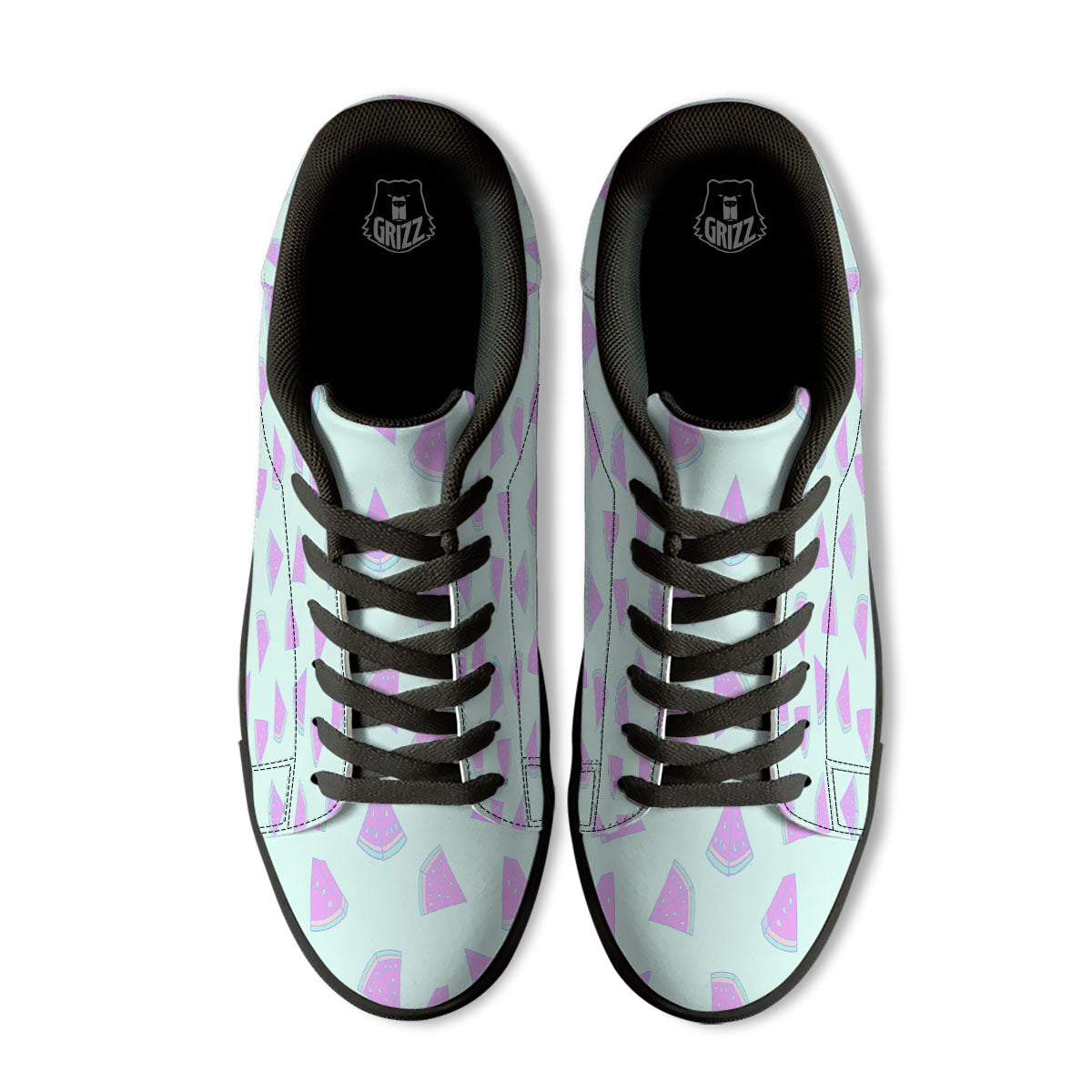 Watermelon Purple Tropical Print Pattern Black Low Top Sneakers-grizzshop