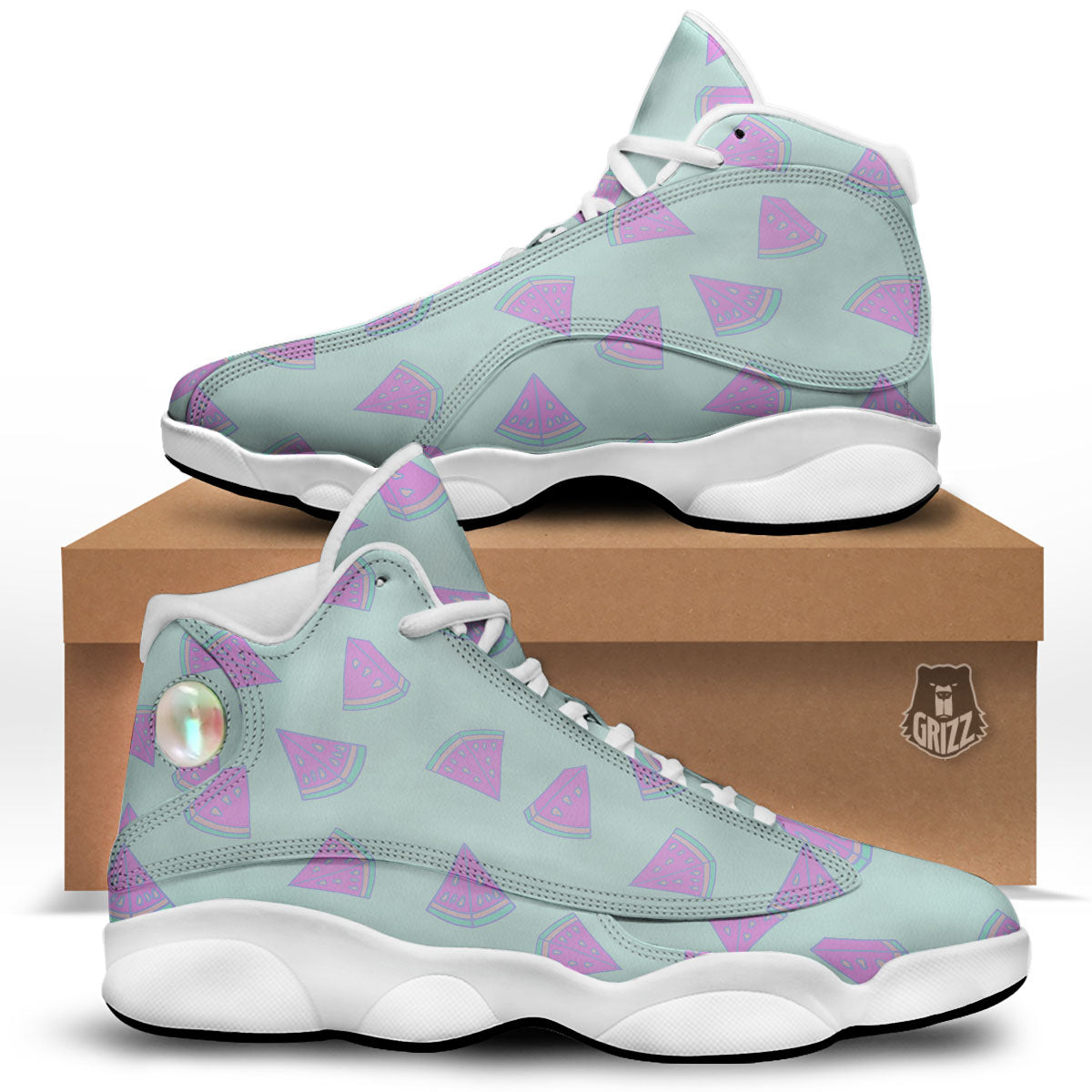 Watermelon Purple Tropical Print Pattern White Basketball Shoes-grizzshop