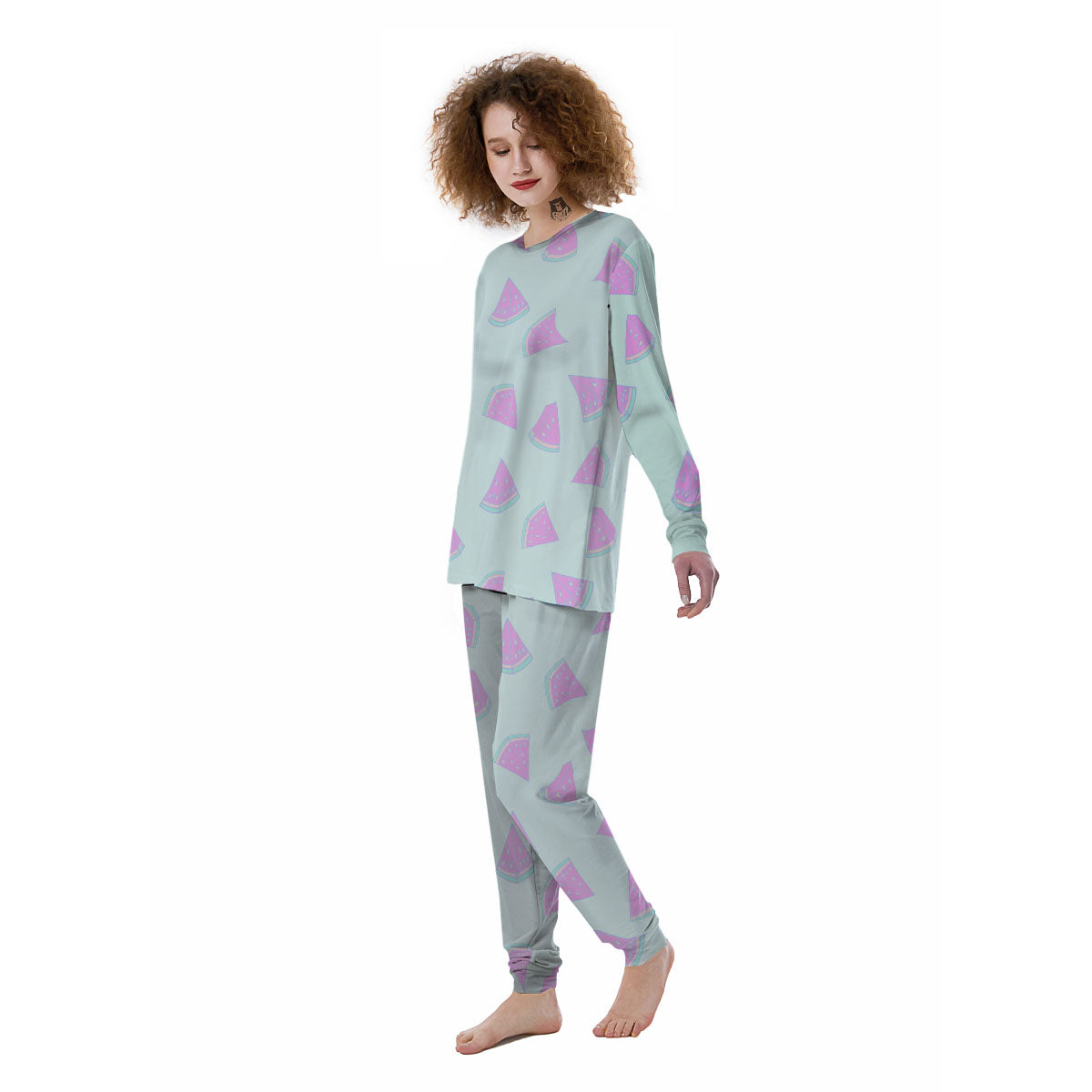 Watermelon Purple Tropical Print Pattern Women's Pajamas-grizzshop