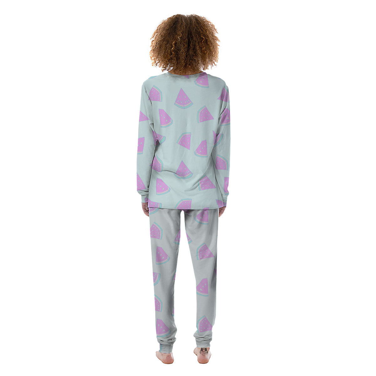 Watermelon Purple Tropical Print Pattern Women's Pajamas-grizzshop