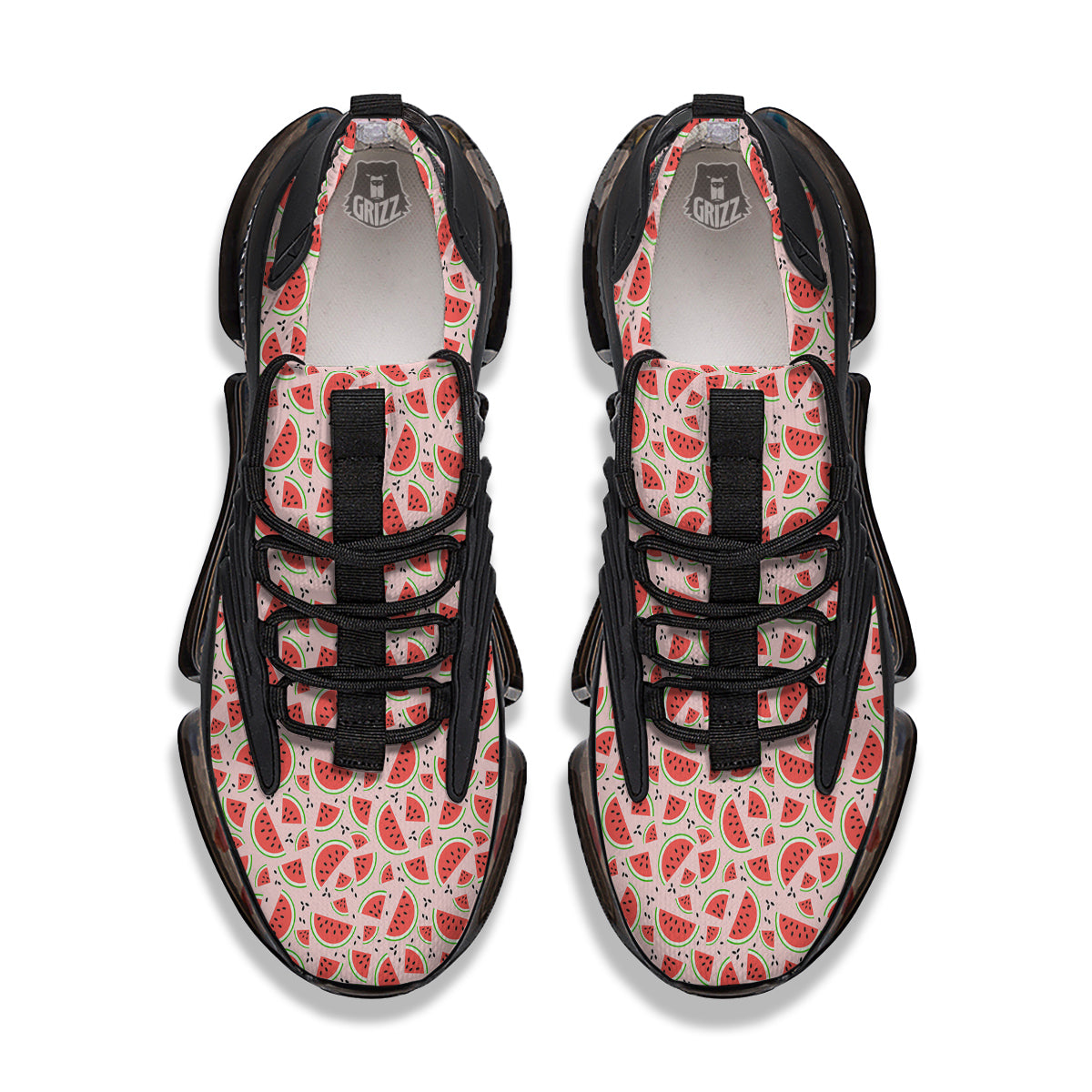 Watermelon Slices Cute Print Pattern Black Gym Shoes-grizzshop