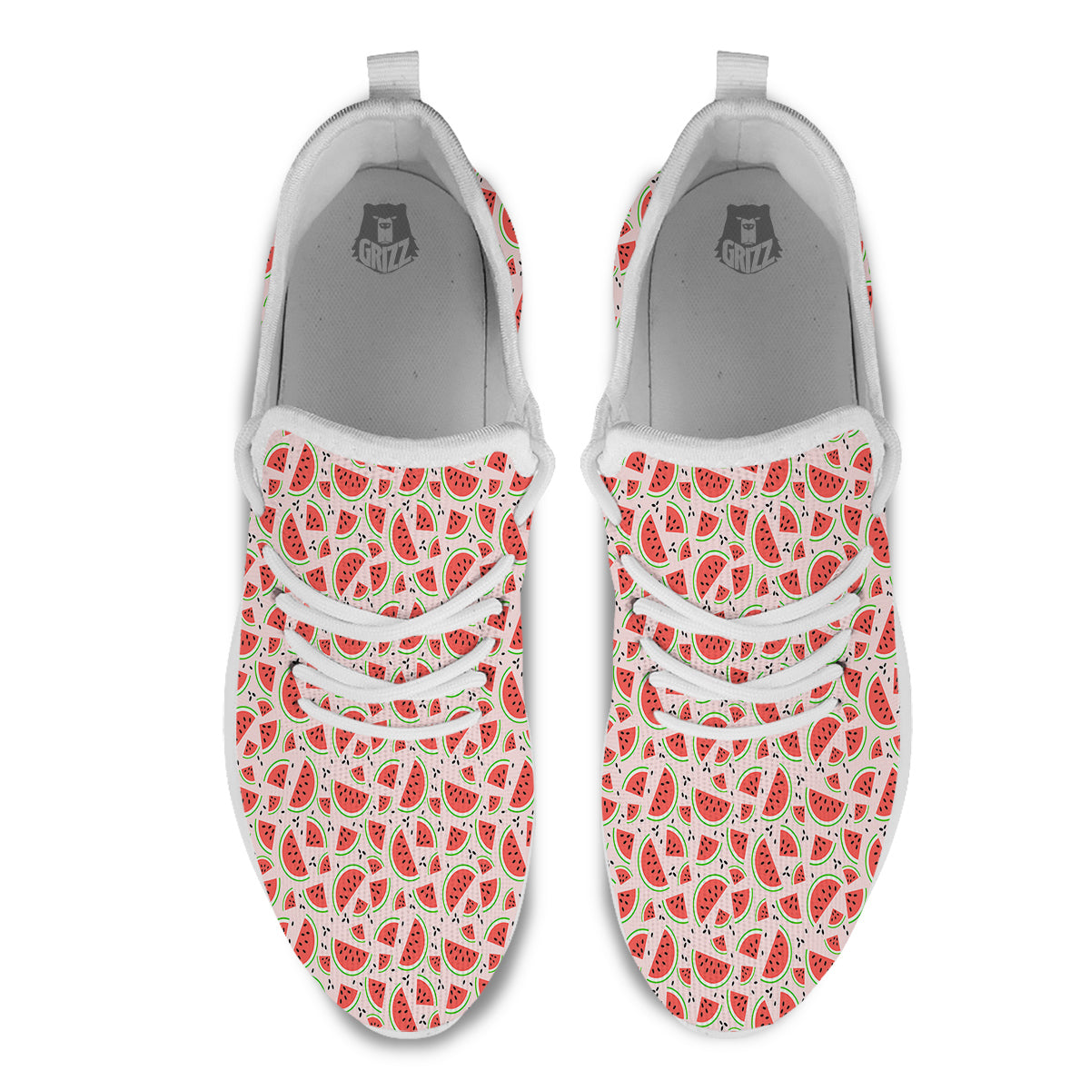 Watermelon Slices Cute Print Pattern White Athletic Shoes-grizzshop