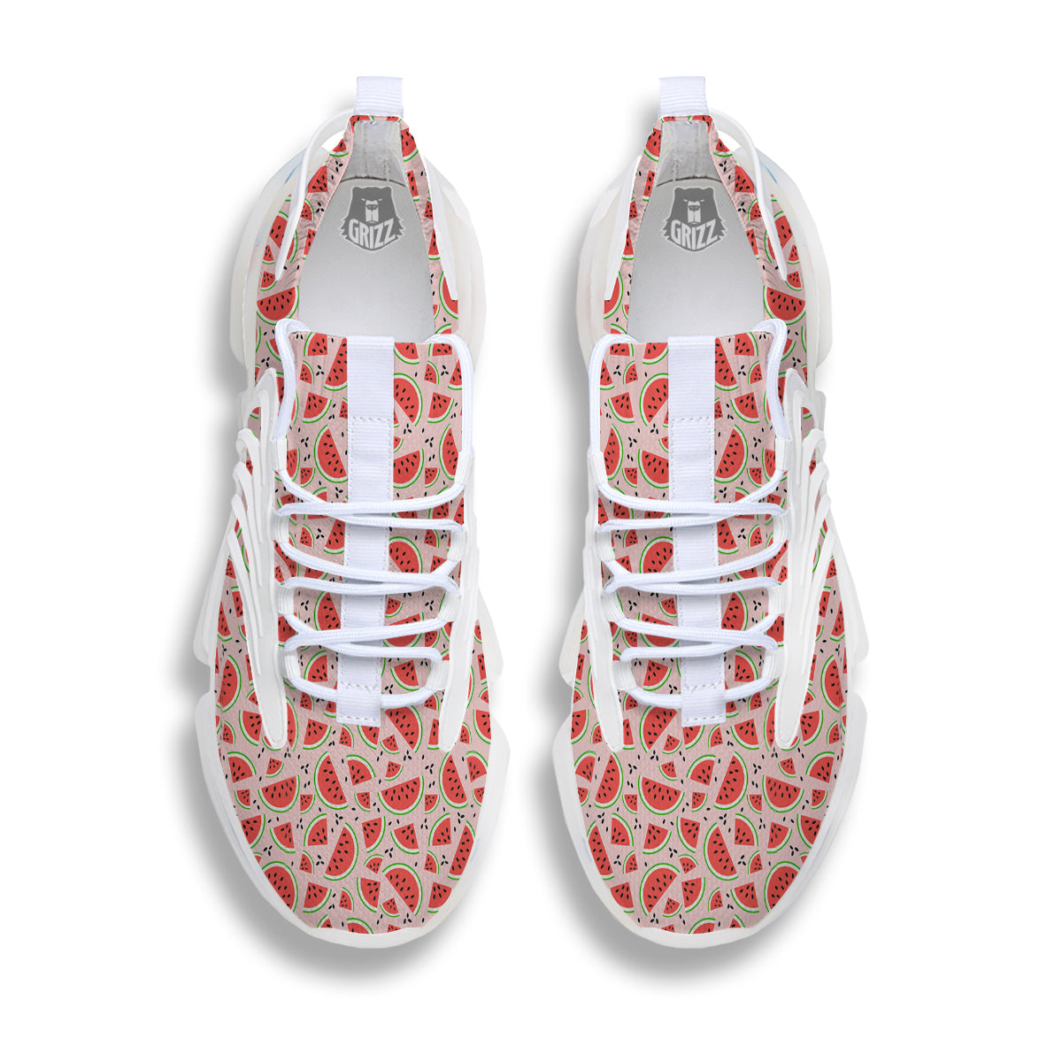 Watermelon Slices Cute Print Pattern White Gym Shoes-grizzshop