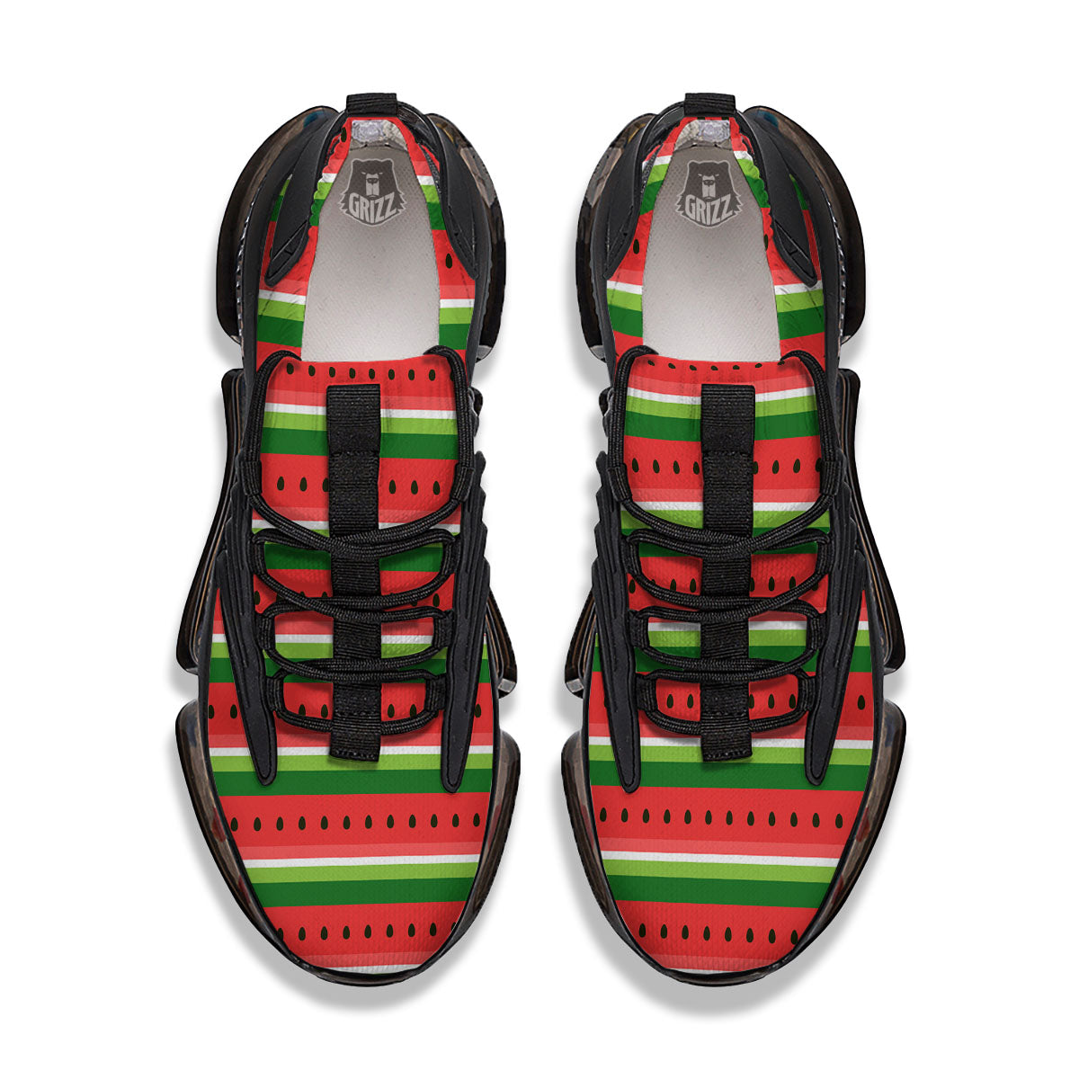 Watermelon Stripes Green Print Pattern Black Gym Shoes-grizzshop
