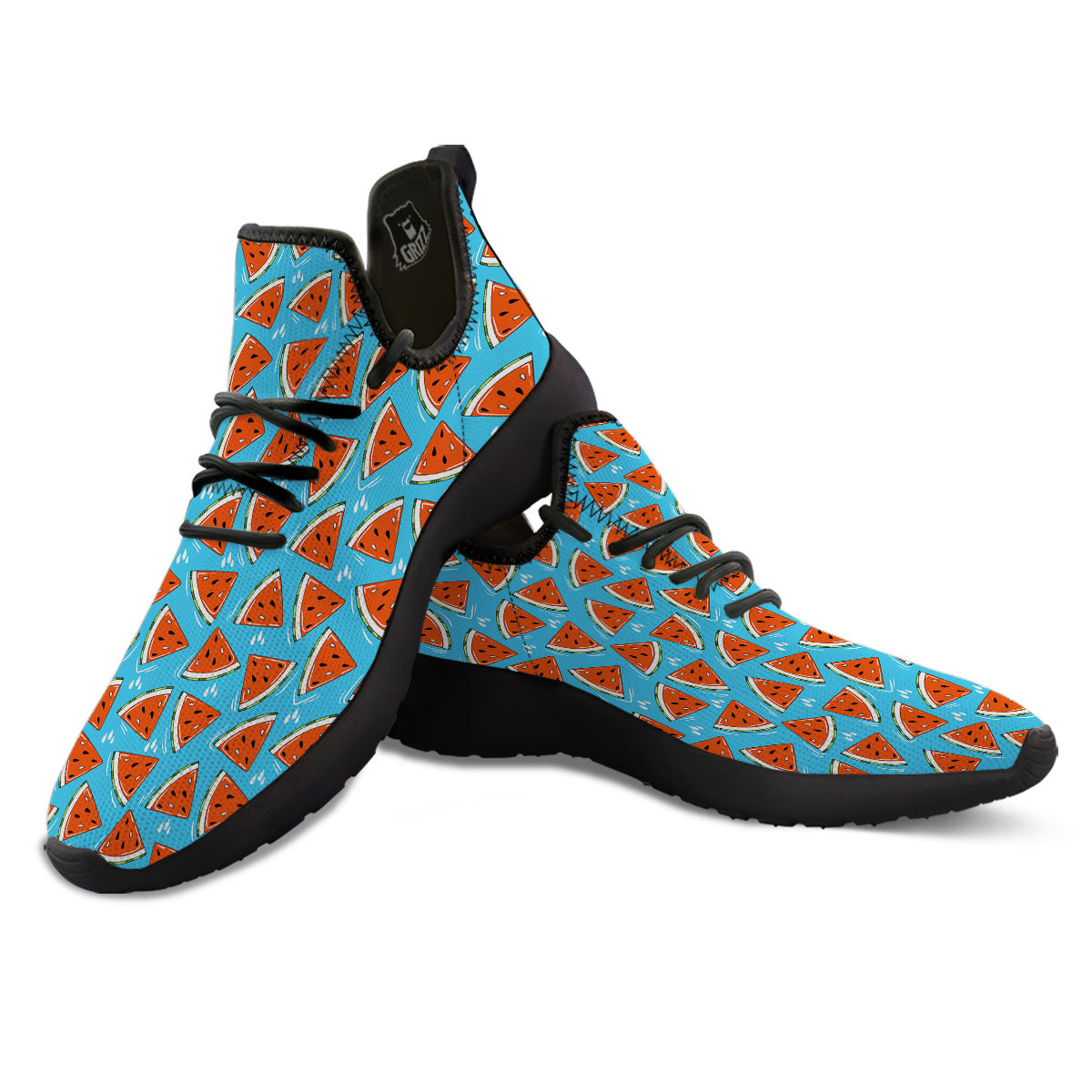 Watermelon Summer Blue Print Pattern Black Athletic Shoes-grizzshop